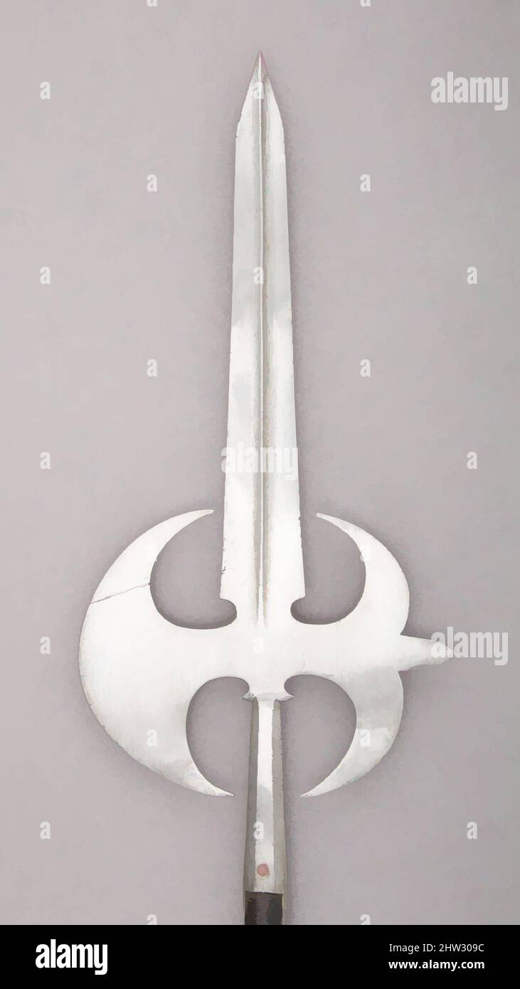 Art inspiré par Halberd, 17th siècle, français, acier, bois (frêne), L. 93 1/4 po (236,9 cm) ; L. de la tête 22 5/8 po. (57,5 cm) ; avec 10 3/8 po (26,4 cm) ; poids 4 lb 12 oz (2154,6 g), Shafted Weapted Weapons, Classic œuvres modernisées par Artotop avec une touche de modernité. Formes, couleur et valeur, impact visuel accrocheur sur l'art émotions par la liberté d'œuvres d'art d'une manière contemporaine. Un message intemporel qui cherche une nouvelle direction créative. Artistes qui se tournent vers le support numérique et créent le NFT Artotop Banque D'Images