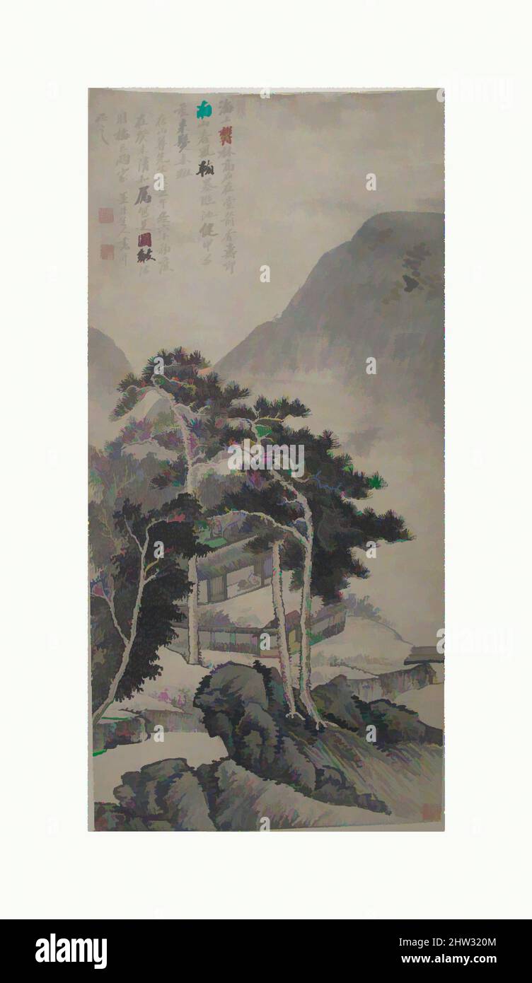 Art inspiré par Un Lodge in the Hills, dynastie Qing (1644–1911), surdaté de 1703, Chine, rouleau suspendu; encre sur papier, 39 5/8 x 19 cm (100,6 x 48,3 cm), peintures, dans le style de Wu Li (Chinois, 1632–1718, oeuvres classiques modernisées par Artotop avec une touche de modernité. Formes, couleur et valeur, impact visuel accrocheur sur l'art émotions par la liberté d'œuvres d'art d'une manière contemporaine. Un message intemporel qui cherche une nouvelle direction créative. Artistes qui se tournent vers le support numérique et créent le NFT Artotop Banque D'Images