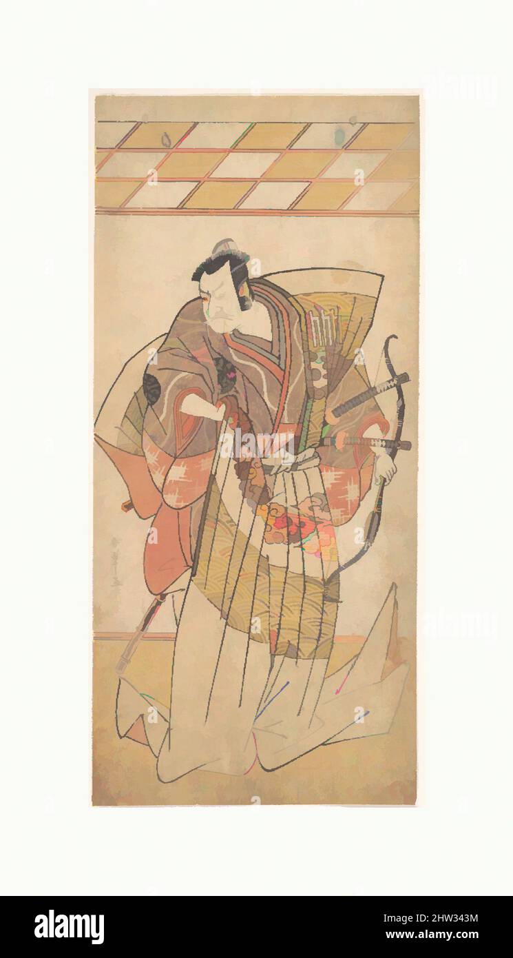 Art inspiré par la première Nakamura Nakazo comme un homme de haut rang atfatigué à Naga-Bakama, période Edo (1615–1868), ca. 1781, Japon, imprimé polychrome sur bois ; encre et couleur sur papier, 12 7/16 x 5 5/8 po. (31,6 x 14,3 cm), tirages, Katsukawa Shunshō (japonais, 1726–1792, œuvres classiques modernisées par Artotop avec une touche de modernité. Formes, couleur et valeur, impact visuel accrocheur sur l'art émotions par la liberté d'œuvres d'art d'une manière contemporaine. Un message intemporel qui cherche une nouvelle direction créative. Artistes qui se tournent vers le support numérique et créent le NFT Artotop Banque D'Images