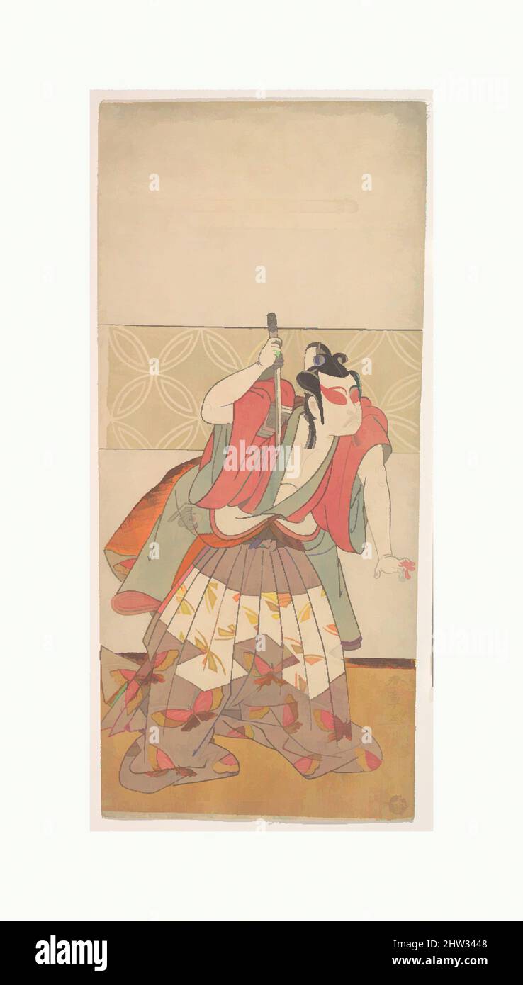 Art inspiré par le deuxième Ichikawa Yaozo dans le rôle de Soga no Goro, période Edo (1615–1868), 2nd mois, 1773, Japon, Imprimé polychrome sur bois; encre et couleur sur papier, total: 13 x 5 3/4in. (33 x 14,6cm), Prints, Katsukawa Shunshō (japonais, 1726–1792, oeuvres classiques modernisées par Artotop avec une touche de modernité. Formes, couleur et valeur, impact visuel accrocheur sur l'art émotions par la liberté d'œuvres d'art d'une manière contemporaine. Un message intemporel qui cherche une nouvelle direction créative. Artistes qui se tournent vers le support numérique et créent le NFT Artotop Banque D'Images