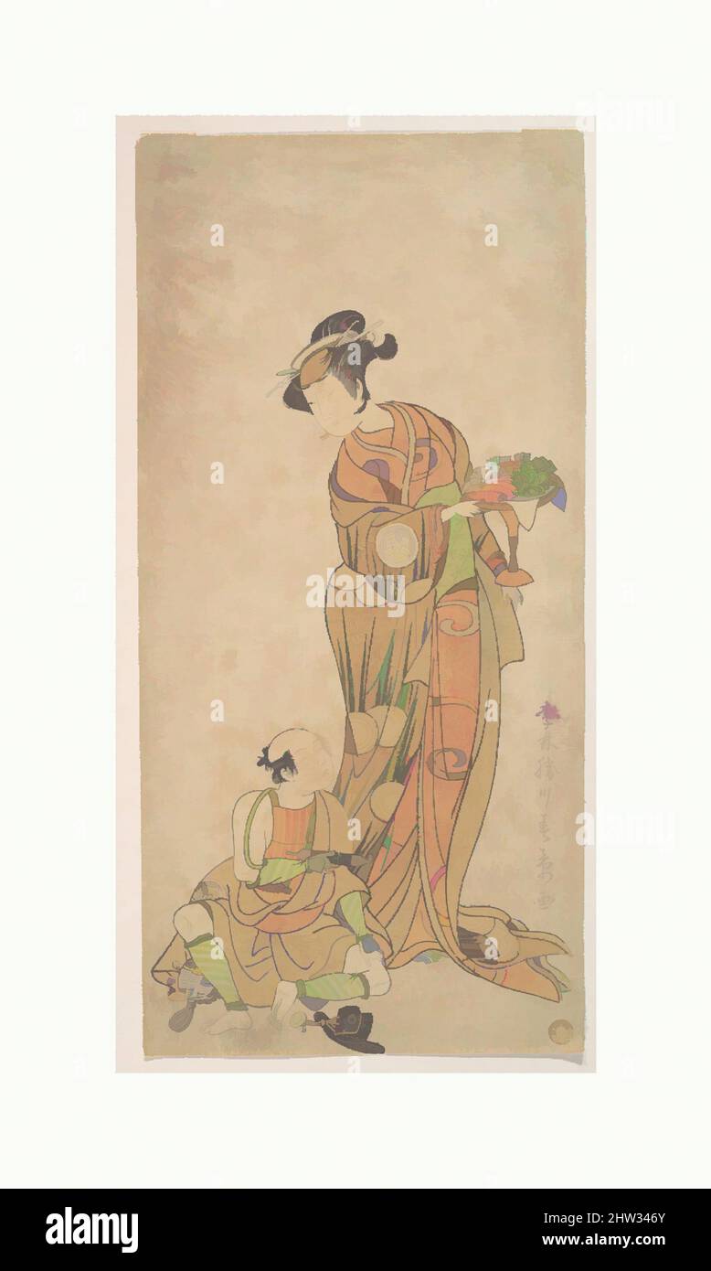 Art inspiré par la deuxième Yamashita Kinsaku dans le rôle de Shigenoi, période Edo (1615–1868), été, 1772, Japon, Imprimé en polychrome sur bois; encre et couleur sur papier, 12 1/8 x 5 3/4 po. (30,8 x 14,6 cm), tirages, Katsukawa Shunshō (japonais, 1726–1792, œuvres classiques modernisées par Artotop avec une touche de modernité. Formes, couleur et valeur, impact visuel accrocheur sur l'art émotions par la liberté d'œuvres d'art d'une manière contemporaine. Un message intemporel qui cherche une nouvelle direction créative. Artistes qui se tournent vers le support numérique et créent le NFT Artotop Banque D'Images