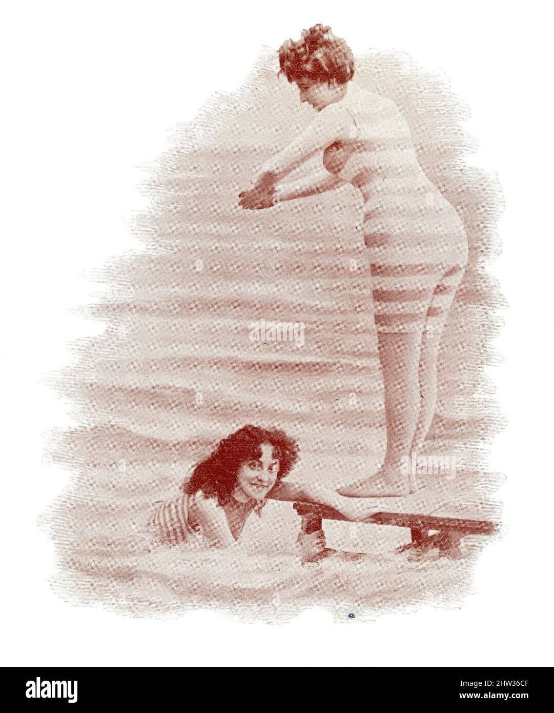 Les naiads parisiens. Deux amies sur la plage. Image du magazine de théâtre franco-allemand illustré « Das Album », 1898. Banque D'Images