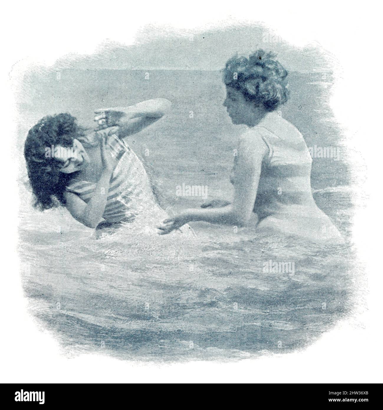 Les naiads parisiens. Deux amies sur la plage. Image du magazine de théâtre franco-allemand illustré « Das Album », 1898. Banque D'Images