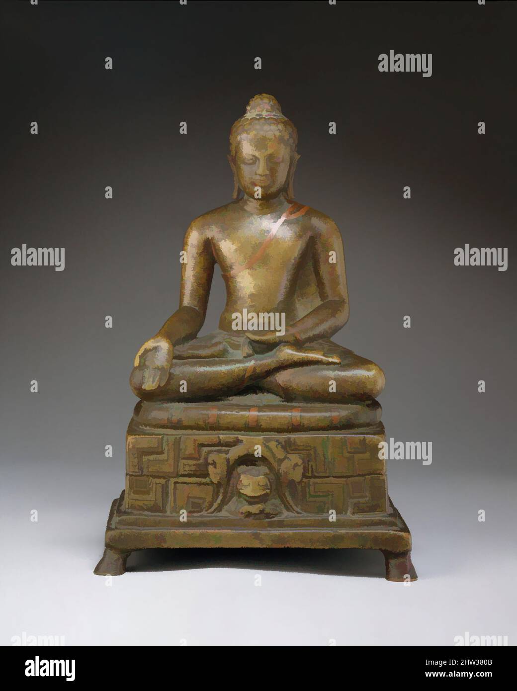 Art inspiré par Bouddha assis, période post-Gupta, plus tard style Sarnath, fin 6th–première moitié du 7th siècle, Inde, Bronze avec incrustation en argent et cuivre, H. 7 po. (17,8 cm), Sculpture, oeuvres classiques modernisées par Artotop avec une touche de modernité. Formes, couleur et valeur, impact visuel accrocheur sur l'art émotions par la liberté d'œuvres d'art d'une manière contemporaine. Un message intemporel qui cherche une nouvelle direction créative. Artistes qui se tournent vers le support numérique et créent le NFT Artotop Banque D'Images