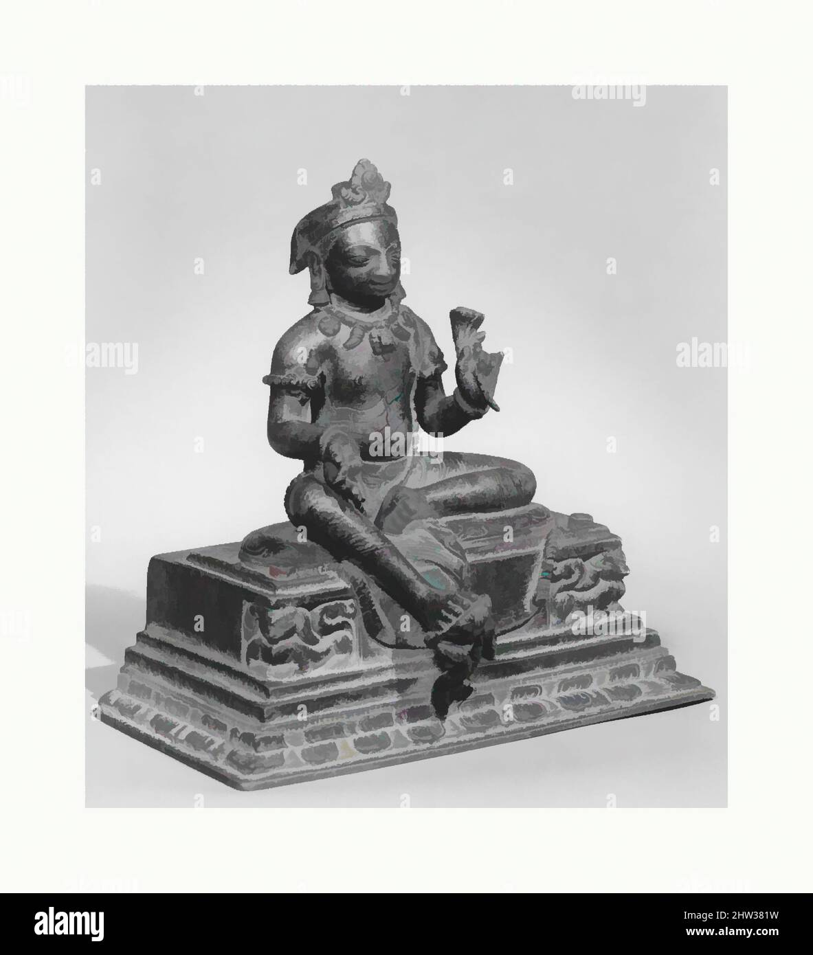 Art inspiré par Manjushri, la Bodhisattva de la sagesse transcendante, périodes Licchavi–Thakuri, 10th siècle, Népal (vallée de Katmandou), alliage de cuivre, H. 6 9/16 po (16,7 cm), Metalwork, Manjushri, un bodhisattva qui incarne la sagesse comme le chemin de l'illumination, est étroitement lié à, les œuvres classiques modernisées par Artotop avec un peu de modernité. Formes, couleur et valeur, impact visuel accrocheur sur l'art émotions par la liberté d'œuvres d'art d'une manière contemporaine. Un message intemporel qui cherche une nouvelle direction créative. Artistes qui se tournent vers le support numérique et créent le NFT Artotop Banque D'Images