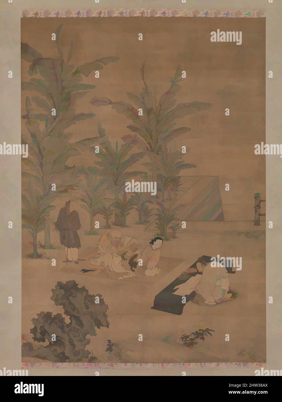 Art inspiré par 明 杜堇 伏生授經圖 軸, le Scholar Fu Sheng transmettant le livre des documents, dynastie Ming (1368–1644), 15th–mi-16th siècle, Chine, suspension de défilement; Encre et couleur sur soie, image : 57 7/8 × 41 1/8 po. (147 × 104,5 cm), peintures, du Jin (chinois, actif ca. 1465–1509), dans son, les œuvres classiques modernisées par Artotop avec une touche de modernité. Formes, couleur et valeur, impact visuel accrocheur sur l'art émotions par la liberté d'œuvres d'art d'une manière contemporaine. Un message intemporel qui cherche une nouvelle direction créative. Artistes qui se tournent vers le support numérique et créent le NFT Artotop Banque D'Images