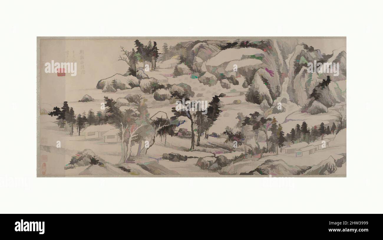 Art inspiré par 明 董其昌 荊谿招隱圖 卷, invitation à la répulsion à Jingxi, Ming Dinasty (1368-1644), en date de 1611, Chine, Handscroll; Encre sur papier, image : 10 1/4 × 36 7/16 po. (26 × 92,6 cm), peintures, Dong Qichang (chinois, 1555–1636), dans ce petit défilement, l'artiste-théoricien Dong Qichang, œuvres classiques modernisées par Artotop avec une touche de modernité. Formes, couleur et valeur, impact visuel accrocheur sur l'art émotions par la liberté d'œuvres d'art d'une manière contemporaine. Un message intemporel qui cherche une nouvelle direction créative. Artistes qui se tournent vers le support numérique et créent le NFT Artotop Banque D'Images