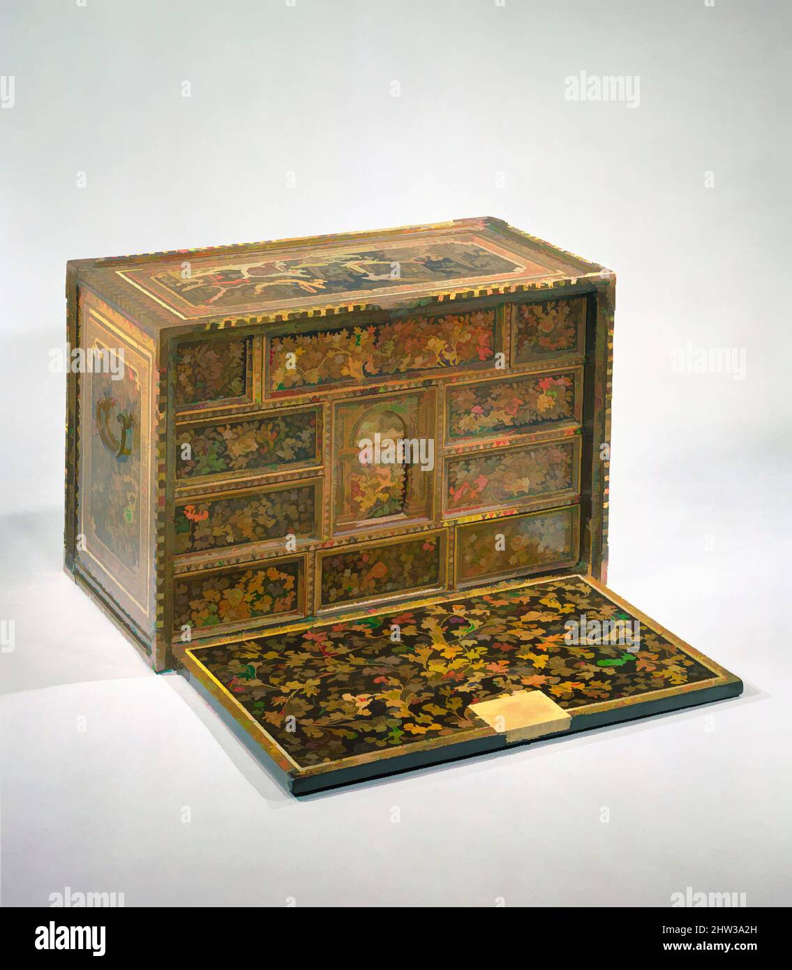 Art inspiré par 花鳥蒔絵螺鈿書箪笥, Cabinet de tiroirs avec oiseaux et fleurs, période Momoyama (1573–1615), fin du 16th siècle, Japon, bois laqué avec or et argent hiramaki-e; incrustation nacre, H. 16 1/4 po. (41,3 cm) ; avec 24 5/8 po (62,5 cm) ; D. 13 3/8 po (34 cm), Lacquer, The, Classic œuvres modernisées par Artotop avec une touche de modernité. Formes, couleur et valeur, impact visuel accrocheur sur l'art émotions par la liberté d'œuvres d'art d'une manière contemporaine. Un message intemporel qui cherche une nouvelle direction créative. Artistes qui se tournent vers le support numérique et créent le NFT Artotop Banque D'Images