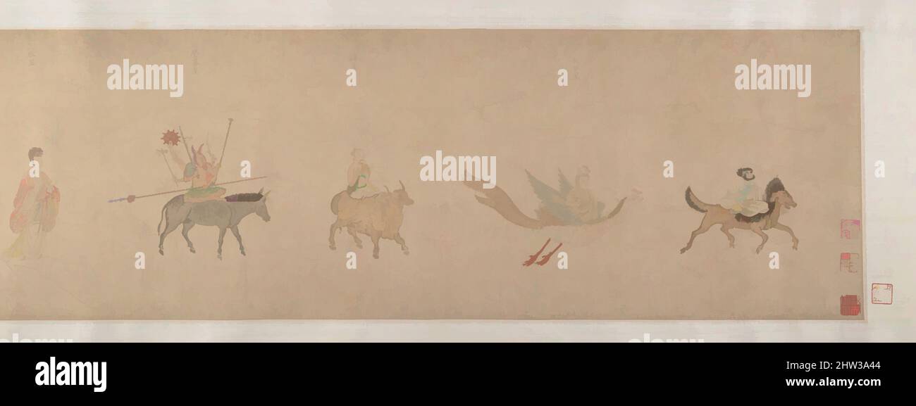 Art inspiré par 明 傳仇英 五星二十八宿神形圖 卷, Divinités des planètes et constellations, dynastie Ming (1368–1644), 16th siècle, Chine, Handscroll; Encre et couleur sur papier, image : 7 9/16 x 158 1/4 po. (19,2 x 402 cm), peintures, attribuées à Qiu Ying (chinois, env. 1495–1552), le sujet et, les œuvres classiques modernisées par Artotop avec un peu de modernité. Formes, couleur et valeur, impact visuel accrocheur sur l'art émotions par la liberté d'œuvres d'art d'une manière contemporaine. Un message intemporel qui cherche une nouvelle direction créative. Artistes qui se tournent vers le support numérique et créent le NFT Artotop Banque D'Images