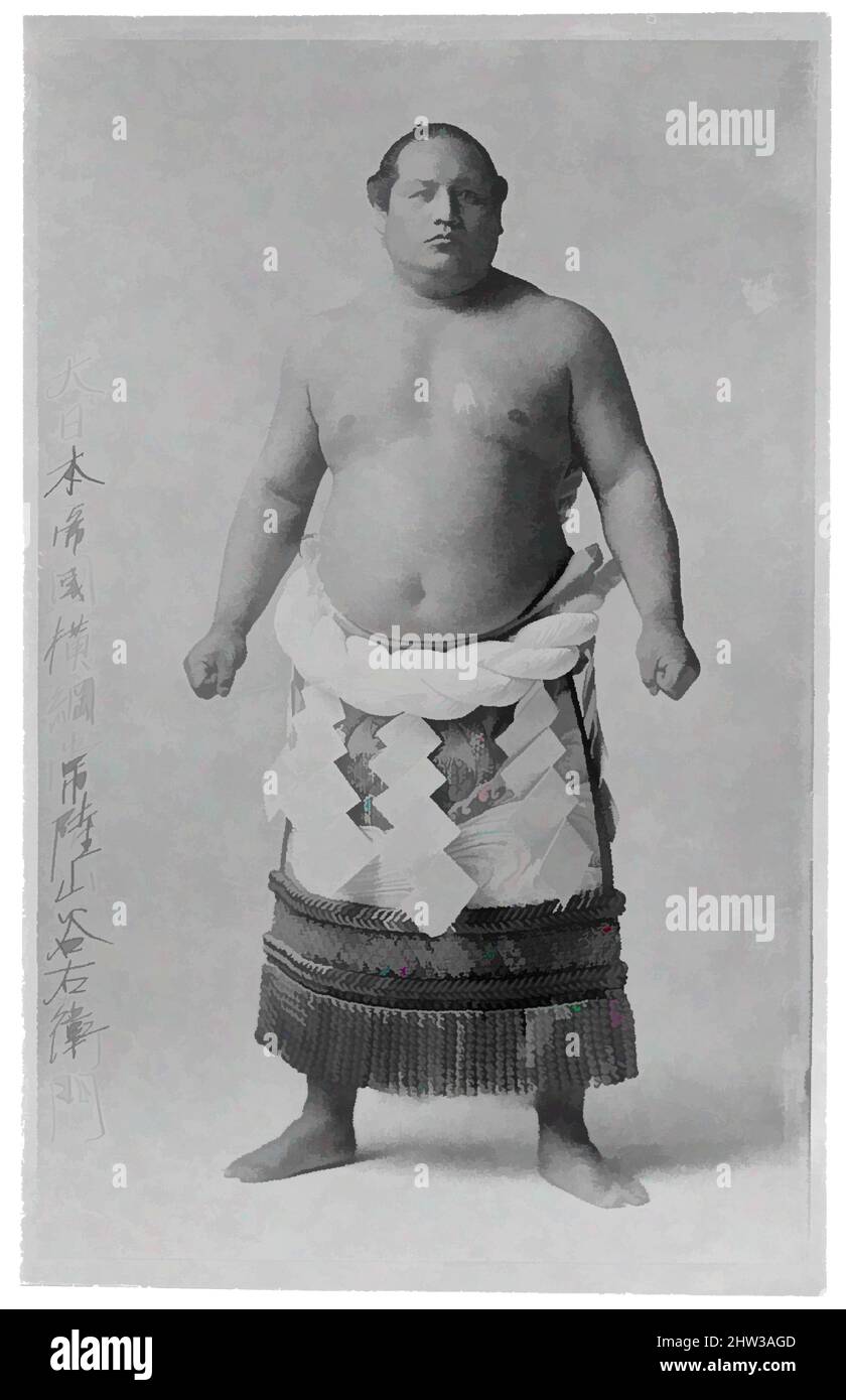 Art inspiré par le Grand Champion (Yokozuna) Taniemon Hitachiyama, début du 20th siècle, Japon, Photographie, 16 x 10 1/4 po. (40,6 x 26 cm), photographies, Taniemon Hitachiyama (1874–1922) est devenu un grand champion (yokozuna) en 1903, a visité les États-Unis et l'Europe en 1907–8, et à la retraite, les œuvres classiques modernisées par Artotop avec une touche de modernité. Formes, couleur et valeur, impact visuel accrocheur sur l'art émotions par la liberté d'œuvres d'art d'une manière contemporaine. Un message intemporel qui cherche une nouvelle direction créative. Artistes qui se tournent vers le support numérique et créent le NFT Artotop Banque D'Images