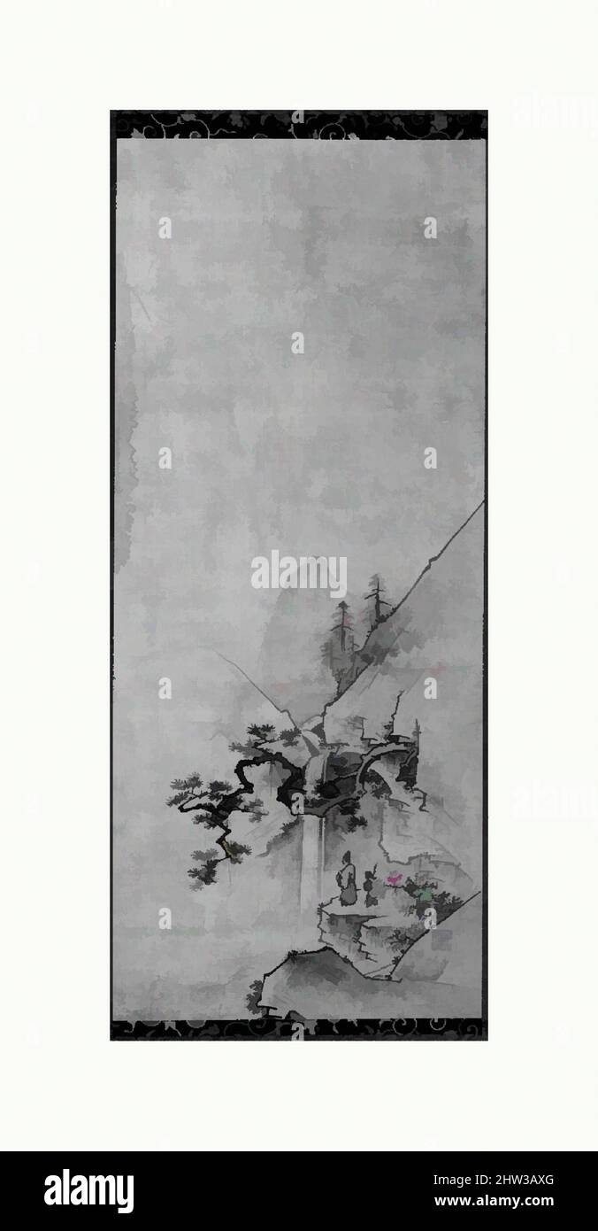 Art inspiré par une femme chinoise dans un bateau et des figures dans les paysages, époque Edo (1615–1868), début du 17th siècle, Japon, Triptych de rouleaux suspendus; encre et couleur sur papier, 46 1/2 x 19 po. (118,1 x 48,3 cm), peintures, attribuées à Kano Kōi (Japonais, mort en 1636), la pratique de, oeuvres classiques modernisées par Artotop avec un peu de modernité. Formes, couleur et valeur, impact visuel accrocheur sur l'art émotions par la liberté d'œuvres d'art d'une manière contemporaine. Un message intemporel qui cherche une nouvelle direction créative. Artistes qui se tournent vers le support numérique et créent le NFT Artotop Banque D'Images