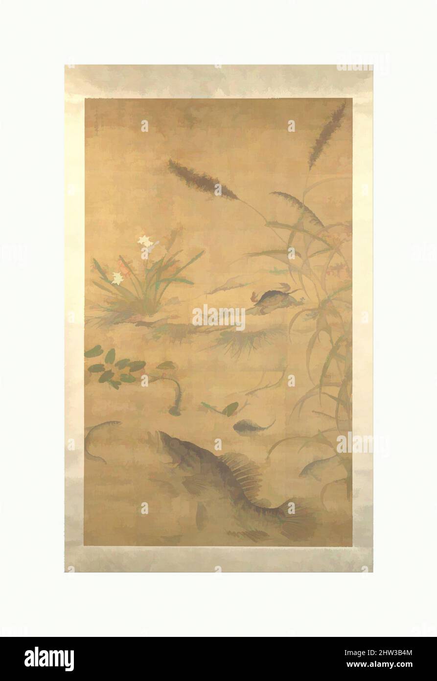 Art inspiré par 一鱖禾蟹圖, fleurs, poissons et crabes, dynastie Ming (1368–1644), Mi-16th siècle, Chine, rouleau suspendu; encre et couleur sur soie, image: 69 1/4 × 49 1/2 po. (175,9 × 125,7 cm), peintures, Liu Jie (chinois, actif au milieu du 16th siècle), cette peinture par le maître de cour Liu Jie, œuvres classiques modernisées par Artotop avec une touche de modernité. Formes, couleur et valeur, impact visuel accrocheur sur l'art émotions par la liberté d'œuvres d'art d'une manière contemporaine. Un message intemporel qui cherche une nouvelle direction créative. Artistes qui se tournent vers le support numérique et créent le NFT Artotop Banque D'Images