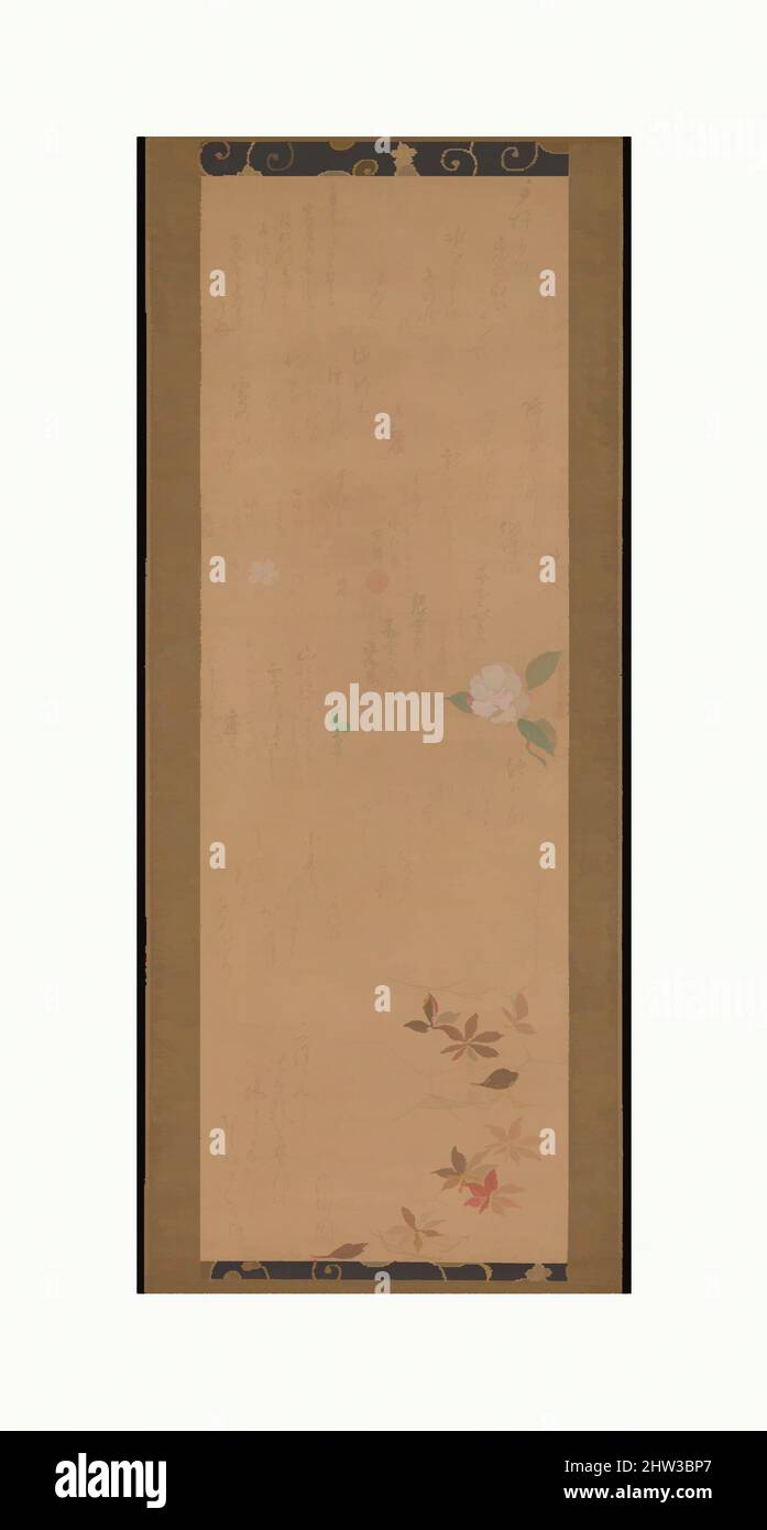 Art inspiré par divers tableaux et calligraphie, période Edo (1615–1868), env. 1801–6, Japon, défilement suspendu ; encre et couleur sur papier, image : 35 5/8 x 12 cm (90,5 x 30,5 cm), peintures, Utamaro II (Japonais (mort en 1831?)), Shokusanjin (Ōta Nanpo) (Japonais, 1749–1823), et d'autres, oeuvres classiques modernisées par Artotop avec une touche de modernité. Formes, couleur et valeur, impact visuel accrocheur sur l'art émotions par la liberté d'œuvres d'art d'une manière contemporaine. Un message intemporel qui cherche une nouvelle direction créative. Artistes qui se tournent vers le support numérique et créent le NFT Artotop Banque D'Images