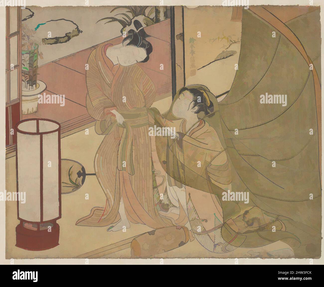 Art inspiré par les rechignements, période Edo (1615–1868), fin 1760s, Japon, imprimé polychrome sur bois; Encre et couleur sur papier, H. 7 11/16 po. (19,5 cm) ; avec 9 9/16 po (24,3 cm), Prints, Suzuki Harunobu (japonais, 1725–1770), l'application d'une couleur par rapport à une autre accrue, oeuvres classiques modernisées par Artotop avec un peu de modernité. Formes, couleur et valeur, impact visuel accrocheur sur l'art émotions par la liberté d'œuvres d'art d'une manière contemporaine. Un message intemporel qui cherche une nouvelle direction créative. Artistes qui se tournent vers le support numérique et créent le NFT Artotop Banque D'Images