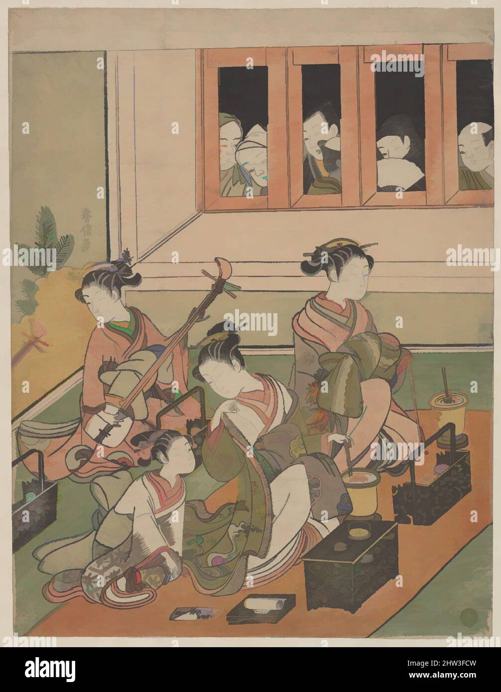 Art inspiré par les Watchers et les observateurs, période Edo (1615–1868), 1764–72, Japon, imprimé polychrome sur bois; Encre et couleur sur papier, H. 11 1/8 po. (28,3 cm) ; avec 8 1/4 po (21 cm), tirages, Suzuki Harunobu (japonais, 1725–1770), Harunobu, Qui est crédité de l'introduction de la, les œuvres classiques modernisées par Artotop avec un peu de modernité. Formes, couleur et valeur, impact visuel accrocheur sur l'art émotions par la liberté d'œuvres d'art d'une manière contemporaine. Un message intemporel qui cherche une nouvelle direction créative. Artistes qui se tournent vers le support numérique et créent le NFT Artotop Banque D'Images