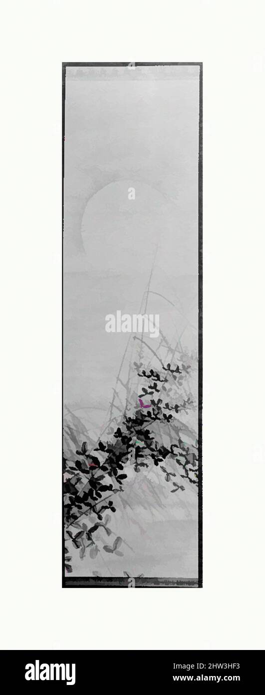 Art inspiré par Bush Clover et Full Moon, 19th–20th Century, Japon, rouleau suspendu ; encre et couleur sur soie, 45 3/4 x 10 1/2 po. (116,2 x 26,7 cm), peintures, attribuées à Imao keinen (japonais, 1845–1924, œuvres classiques modernisées par Artotop avec une touche de modernité. Formes, couleur et valeur, impact visuel accrocheur sur l'art émotions par la liberté d'œuvres d'art d'une manière contemporaine. Un message intemporel qui cherche une nouvelle direction créative. Artistes qui se tournent vers le support numérique et créent le NFT Artotop Banque D'Images