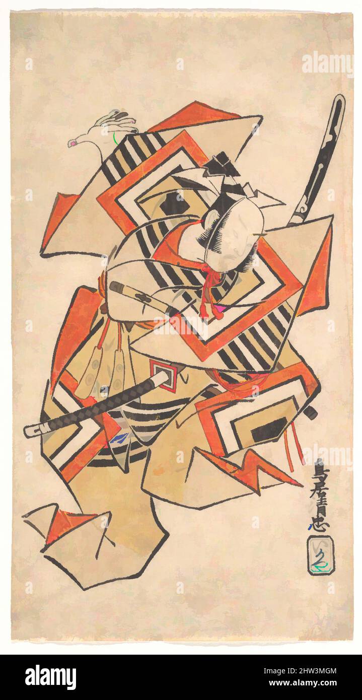 Art inspiré par Ichikawa Danjūrō II dans la scène 'attendez un moment' (Shibaraku), période Edo (1615–1868), ca. 1715, Japon, imprimé Woodblock ; encre et couleur peinte à la main (tan-e) sur papier, 11 1/4 x 6 po. (28,6 x 15,2 cm), tirages, Torii Kiyotada (japonais, fl. Env. 1720–50), dans la première moitié de, les œuvres classiques modernisées par Artotop avec une touche de modernité. Formes, couleur et valeur, impact visuel accrocheur sur l'art émotions par la liberté d'œuvres d'art d'une manière contemporaine. Un message intemporel qui cherche une nouvelle direction créative. Artistes qui se tournent vers le support numérique et créent le NFT Artotop Banque D'Images