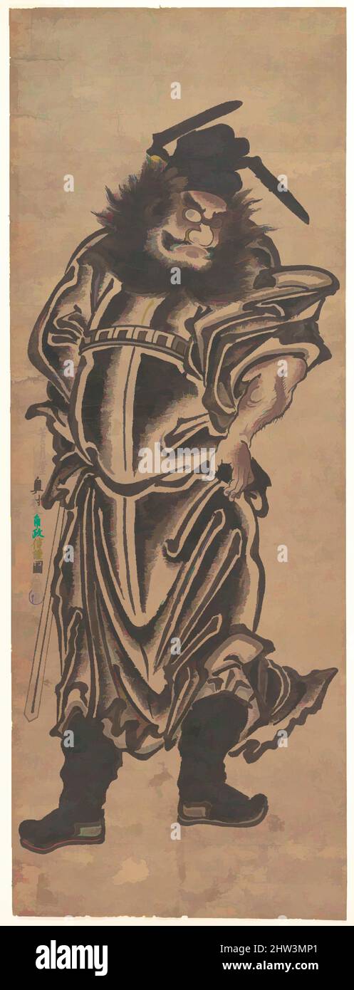 Art inspiré par Shōki, le Demon–Queller, période Edo (1615–1868), début du 18th siècle, Japon, Imprimé polychrome sur bois; encre et couleur sur papier (Beni-e), H. 27 po. (68,6 cm) ; avec 10 po (25,4 cm), Prints, Okumura Masanobu (japonais, 1686–1764), Shōki a été généralement modernisé, basé sur les œuvres classiques dépeintes par Artotop avec une touche de modernité. Formes, couleur et valeur, impact visuel accrocheur sur l'art émotions par la liberté d'œuvres d'art d'une manière contemporaine. Un message intemporel qui cherche une nouvelle direction créative. Artistes qui se tournent vers le support numérique et créent le NFT Artotop Banque D'Images