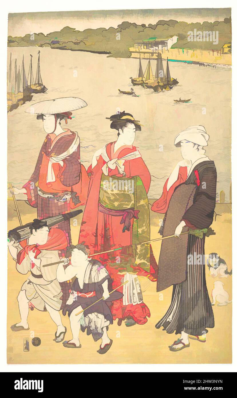 Art inspiré par les femmes à Takanawa Beach, période Edo (1615–1868), env. 1790s, Japon, imprimé polychrome sur bois ; encre et couleur sur papier, 15 13/16 x 9 3/8 po. (40,2 x 23,8 cm), estampes, Utagawa Toyokuni (japonais, 1769–1825), Utagawa Toyokuni, professeur de Kuniyoshi, était le plus, Œuvres classiques modernisées par Artotop avec une touche de modernité. Formes, couleur et valeur, impact visuel accrocheur sur l'art émotions par la liberté d'œuvres d'art d'une manière contemporaine. Un message intemporel qui cherche une nouvelle direction créative. Artistes qui se tournent vers le support numérique et créent le NFT Artotop Banque D'Images