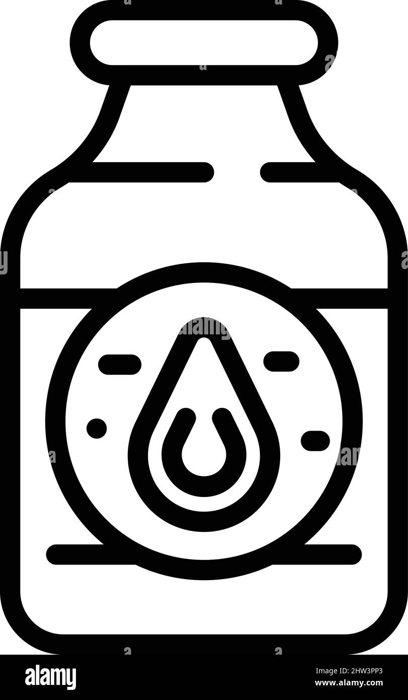 Vecteur de contour d'icône de bouteille de lait de légumes. Boisson de soja. Soja alimentaire Illustration de Vecteur