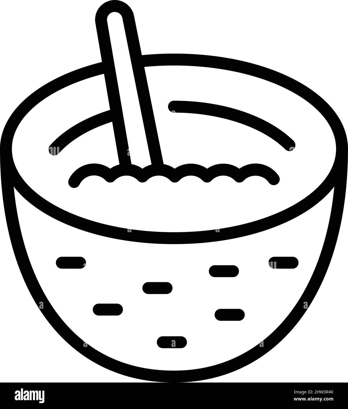 Vecteur de contour d'icône de cocktail de noix de coco. Lait de légumes. Boisson végétalienne Illustration de Vecteur