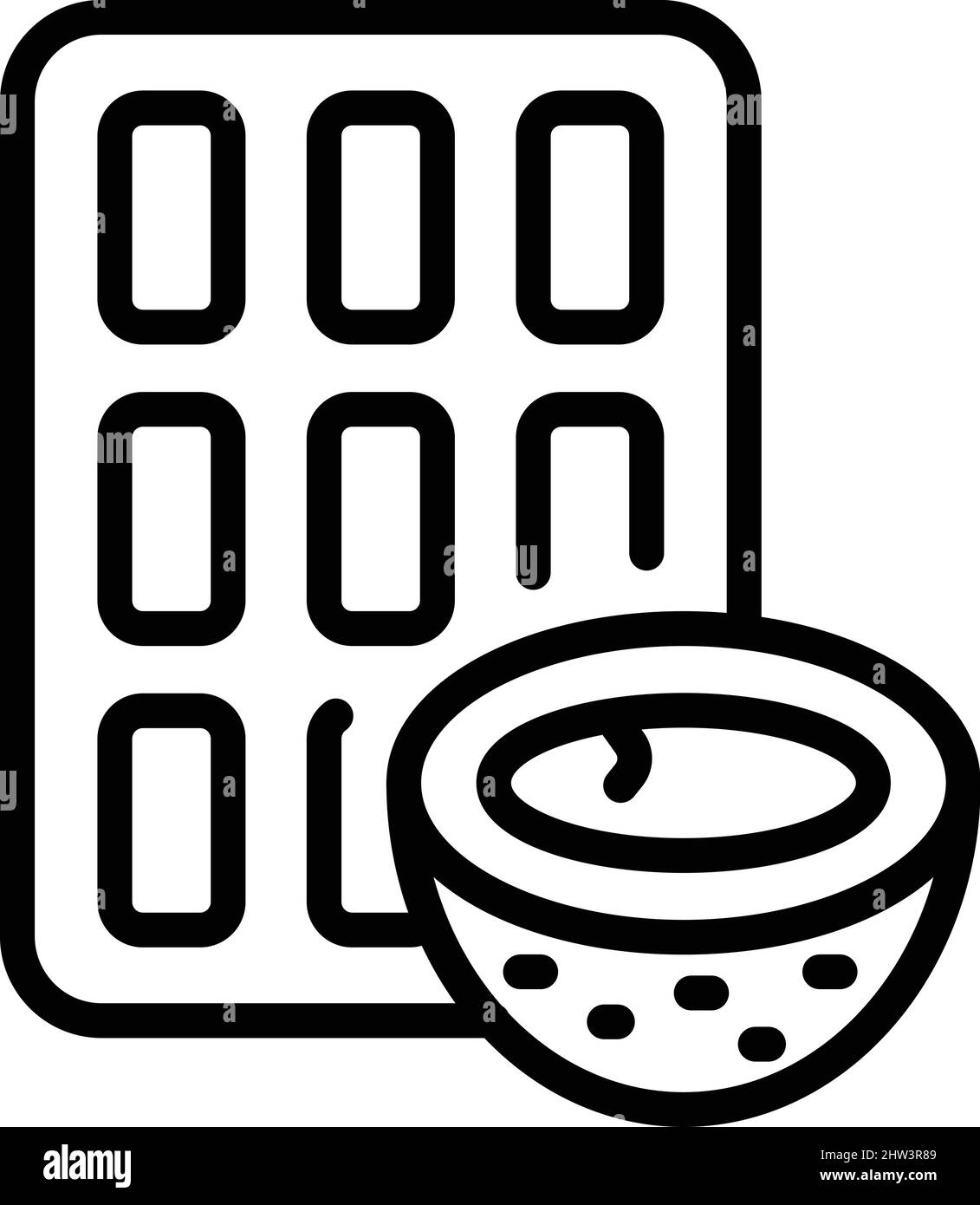 Vecteur de contour de l'icône de la barre de chocolat à la noix de Lait de légumes. Nourriture végétalienne Illustration de Vecteur