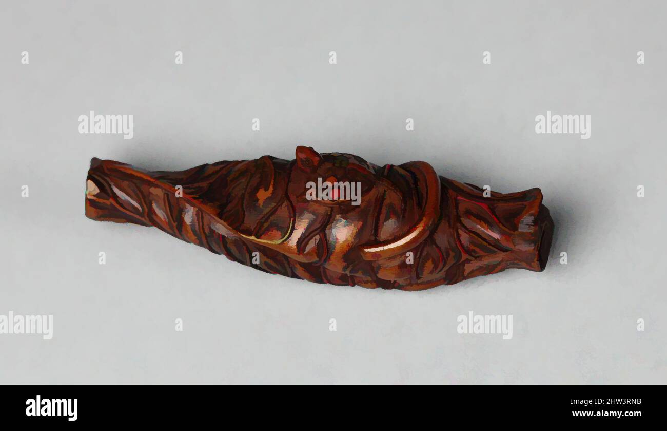 Art inspiré par 蓮葉亀木彫根付, feuille de Lotus et petite tortue, période Meiji (1868–1912), deuxième moitié du siècle 19th, Japon, Bois, L. 3 po. (7,6 cm), Netsuke, oeuvres classiques modernisées par Artotop avec une touche de modernité. Formes, couleur et valeur, impact visuel accrocheur sur l'art émotions par la liberté d'œuvres d'art d'une manière contemporaine. Un message intemporel qui cherche une nouvelle direction créative. Artistes qui se tournent vers le support numérique et créent le NFT Artotop Banque D'Images