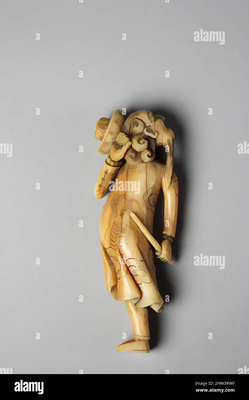 Art inspiré par Netsuke de l'étranger permanent (Nanbanjin), 20th siècle, Japon, Ivoire, H. 3 7/8 in. (9,8 cm), Netsuke, oeuvres classiques modernisées par Artotop avec une touche de modernité. Formes, couleur et valeur, impact visuel accrocheur sur l'art émotions par la liberté d'œuvres d'art d'une manière contemporaine. Un message intemporel qui cherche une nouvelle direction créative. Artistes qui se tournent vers le support numérique et créent le NFT Artotop Banque D'Images