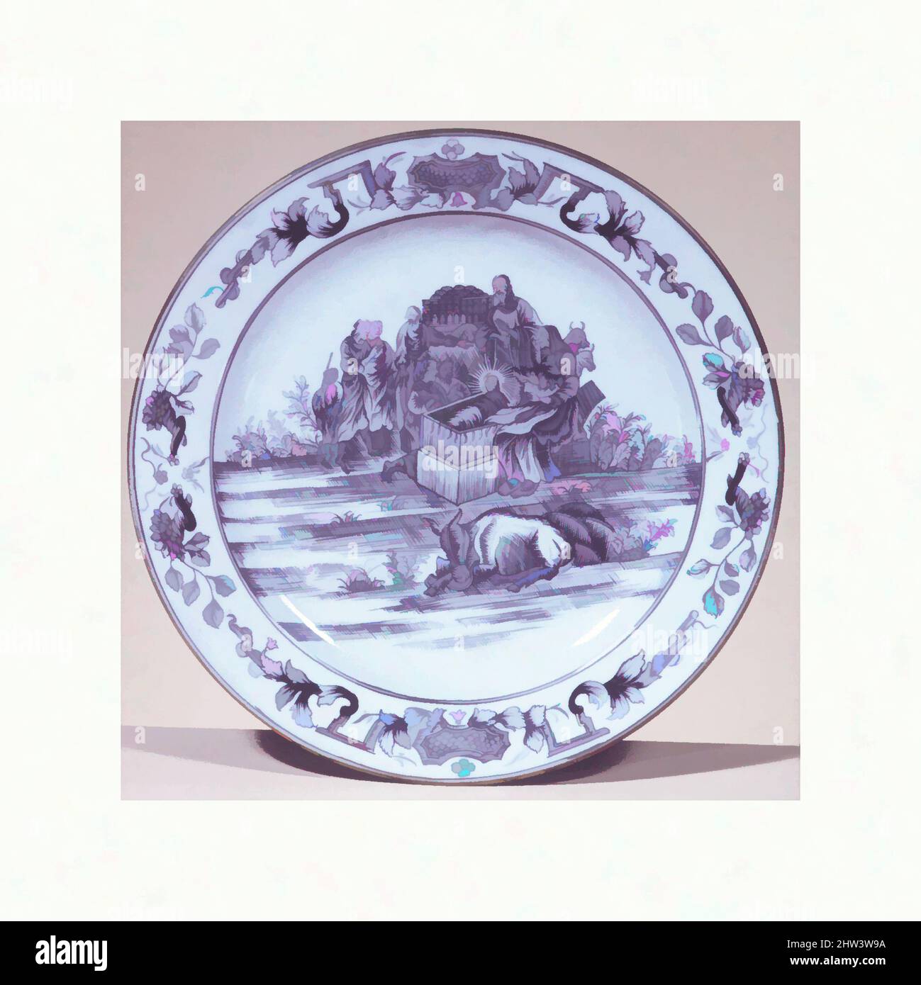 Art inspiré par plate, env. 1750–60, chinois, pour le marché européen, porcelaine à pâte dure, diamètre : 8 3/4 po (22,2 cm), Ceramics-porcelaine-Export, basé sur une gravure de Jan Luyken (néerlandais, Amsterdam 1649–1712 Amsterdam, oeuvres classiques modernisées par Artotop avec une touche de modernité. Formes, couleur et valeur, impact visuel accrocheur sur l'art émotions par la liberté d'œuvres d'art d'une manière contemporaine. Un message intemporel qui cherche une nouvelle direction créative. Artistes qui se tournent vers le support numérique et créent le NFT Artotop Banque D'Images