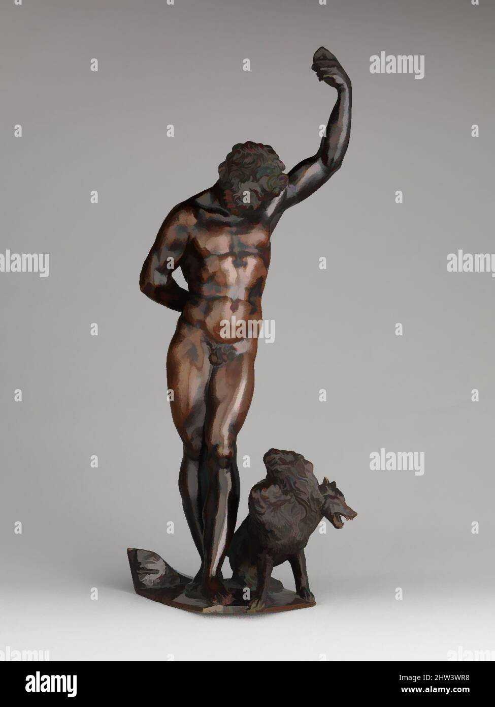 Art inspiré par Pluton et Cerberus, début du 17th siècle, français, bronze, hauteur : 11 3/8; Largeur (coude à avant-bras): 3 5/8; profondeur maximale (diagonale du support de tronc d'arbre derrière la jambe au bord avant de la base): 5 1/16 po. (28,9 x 9,2 x 12,9 cm) ; poids 6lb. (2,7216kg), Sculpture-Bronze, après, oeuvres classiques modernisées par Artotop avec une touche de modernité. Formes, couleur et valeur, impact visuel accrocheur sur l'art émotions par la liberté d'œuvres d'art d'une manière contemporaine. Un message intemporel qui cherche une nouvelle direction créative. Artistes qui se tournent vers le support numérique et créent le NFT Artotop Banque D'Images
