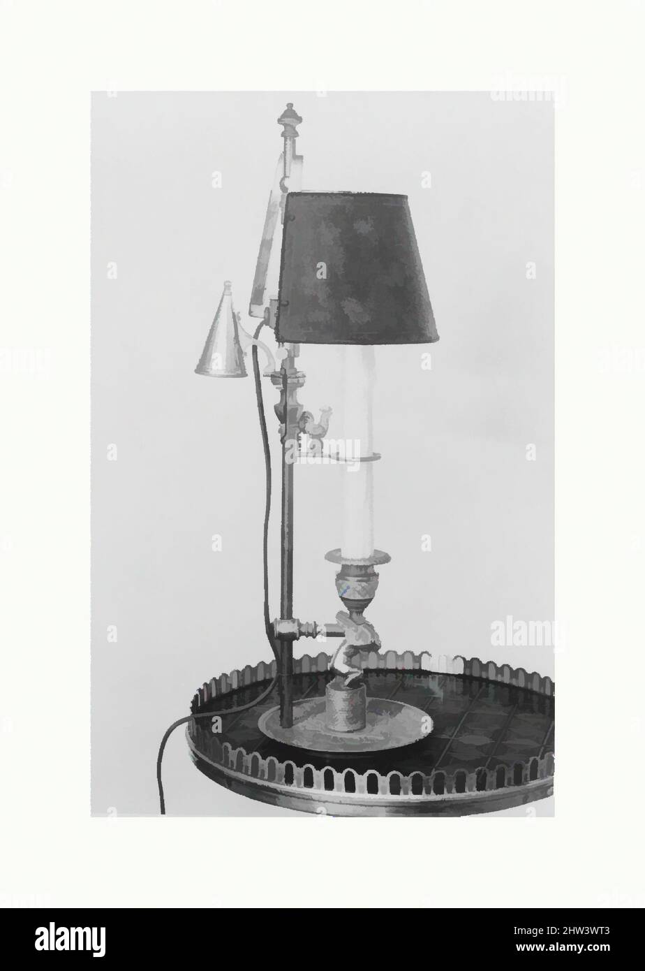 Art inspiré par Candlestick à l'ombre (flambeau à écran), premier quart de 19th siècle, français, bronze doré, laiton, acier, Tôle, hauteur : 18 1/4 po. (46,4 cm) ; diamètre de la base : 5 po (12,7 cm), Metalwork-doré Bronze, oeuvres classiques modernisées par Artotop avec une touche de modernité. Formes, couleur et valeur, impact visuel accrocheur sur l'art émotions par la liberté d'œuvres d'art d'une manière contemporaine. Un message intemporel qui cherche une nouvelle direction créative. Artistes qui se tournent vers le support numérique et créent le NFT Artotop Banque D'Images