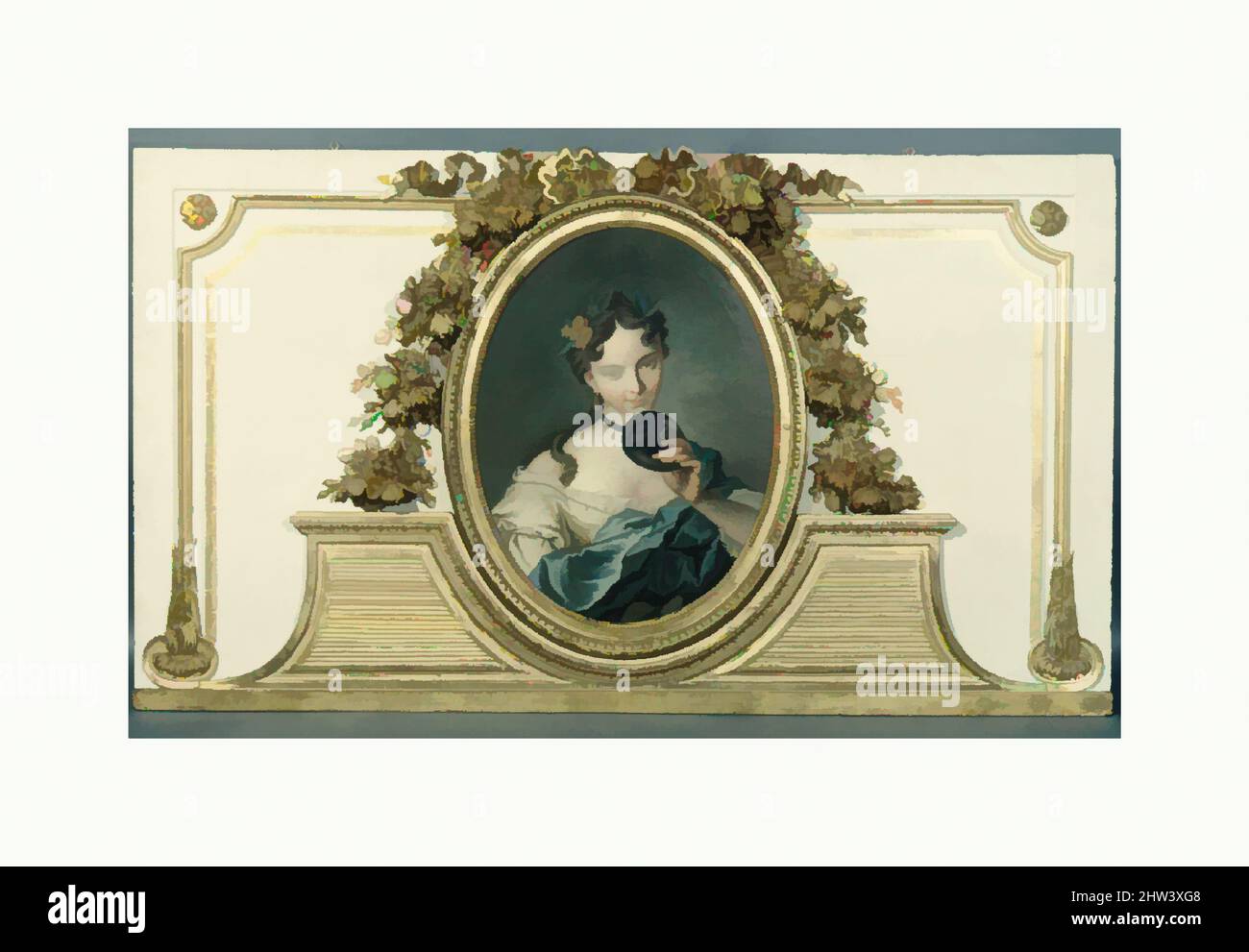 Art inspiré par une femme avec un masque (un d'un ensemble), cadre ovale de Jacques Charles Denis Chartier (français, maître 1760, d. avant 1782), 1770–90, français, Huile sur toile, vue, ovale, 26 x 19-1/2 in. (66,0 x 49,5 cm), peintures-Décoratives, cadre ovale de Jacques Charles Denis Chartier (, oeuvres classiques modernisées par Artotop avec une touche de modernité. Formes, couleur et valeur, impact visuel accrocheur sur l'art émotions par la liberté d'œuvres d'art d'une manière contemporaine. Un message intemporel qui cherche une nouvelle direction créative. Artistes qui se tournent vers le support numérique et créent le NFT Artotop Banque D'Images