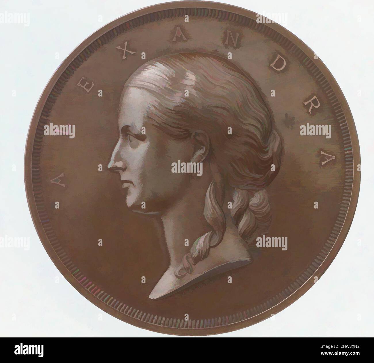 Art inspiré par la princesse Alexandra reçu en Angleterre, 1863, Britannique, Bronze, diamètre: 303 mm (3030 cm), médailles et Plaquettes, médaillé: Joseph Shepherd Wyon (britannique, 1836–1873), médaillé (inverse seulement): Alfred Benjamin Wyon (britannique, 1837–1884), frappé pour la Corporation of the, oeuvres classiques modernisées par Artotop avec une touche de modernité. Formes, couleur et valeur, impact visuel accrocheur sur l'art émotions par la liberté d'œuvres d'art d'une manière contemporaine. Un message intemporel qui cherche une nouvelle direction créative. Artistes qui se tournent vers le support numérique et créent le NFT Artotop Banque D'Images