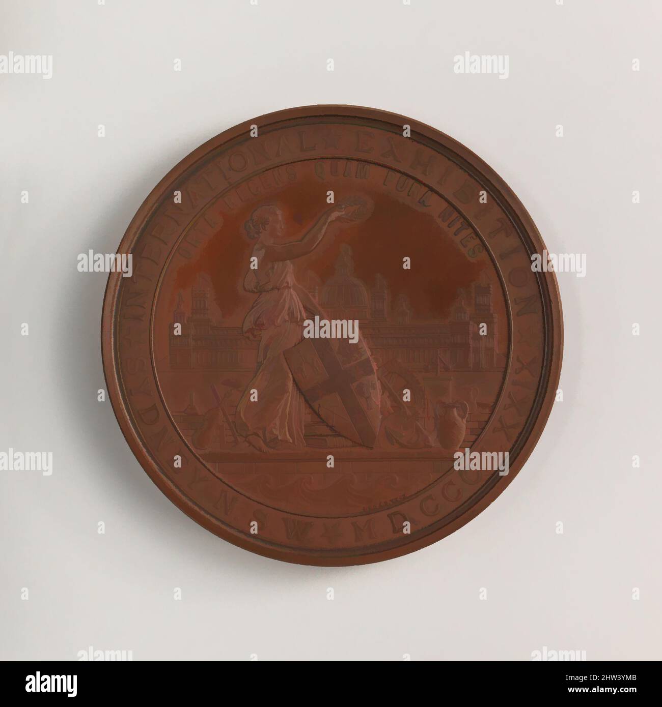 Art inspiré par Sydney International Exhibition Medal, 1879, British, Bronze, Diameter: 3 po. (76 mm), médailles et Plaquettes, médaillée : Alfred Benjamin Wyon (britannique, 1837–1884), médaillée : Joseph Shepherd Wyon (britannique, 1836–1873, œuvres classiques modernisées par Artotop avec une touche de modernité. Formes, couleur et valeur, impact visuel accrocheur sur l'art émotions par la liberté d'œuvres d'art d'une manière contemporaine. Un message intemporel qui cherche une nouvelle direction créative. Artistes qui se tournent vers le support numérique et créent le NFT Artotop Banque D'Images