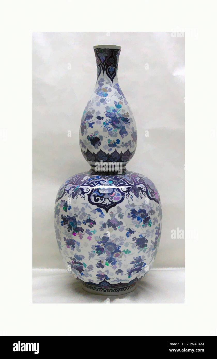 Art inspiré par vase à double-gourde (un d'une paire, une partie d'une garniture), ca. 1690, néerlandais, Delft, faïence émaillée, hauteur : 19 11/16 po. (50 cm), céramique-poterie, grentures composées de trois, cinq, ou sept vases ont été faits pour des buts décoratifs pour être placés sur des armoires, oeuvres classiques modernisées par Artotop avec un peu de modernité. Formes, couleur et valeur, impact visuel accrocheur sur l'art émotions par la liberté d'œuvres d'art d'une manière contemporaine. Un message intemporel qui cherche une nouvelle direction créative. Artistes qui se tournent vers le support numérique et créent le NFT Artotop Banque D'Images