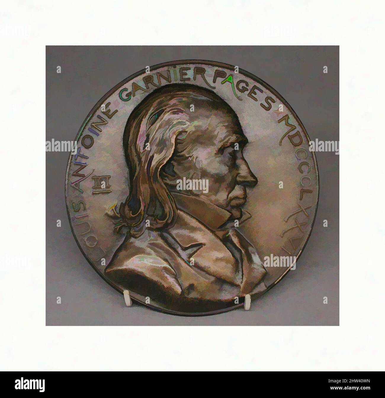 Art inspiré par Louis-Antoine Garnier-pages, 1877, français, bronze, diamètre : 5 1/4 po. (13,3 cm), médailles et Plaquettes, médaillée : Daniel Jean-Baptiste Dupuis (français, 1849–1899), Garnier-pages était maire de Paris et un opposant républicain infidèle du gouvernement de Napoléon III, oeuvres classiques modernisées par Artotop avec un peu de modernité. Formes, couleur et valeur, impact visuel accrocheur sur l'art émotions par la liberté d'œuvres d'art d'une manière contemporaine. Un message intemporel qui cherche une nouvelle direction créative. Artistes qui se tournent vers le support numérique et créent le NFT Artotop Banque D'Images