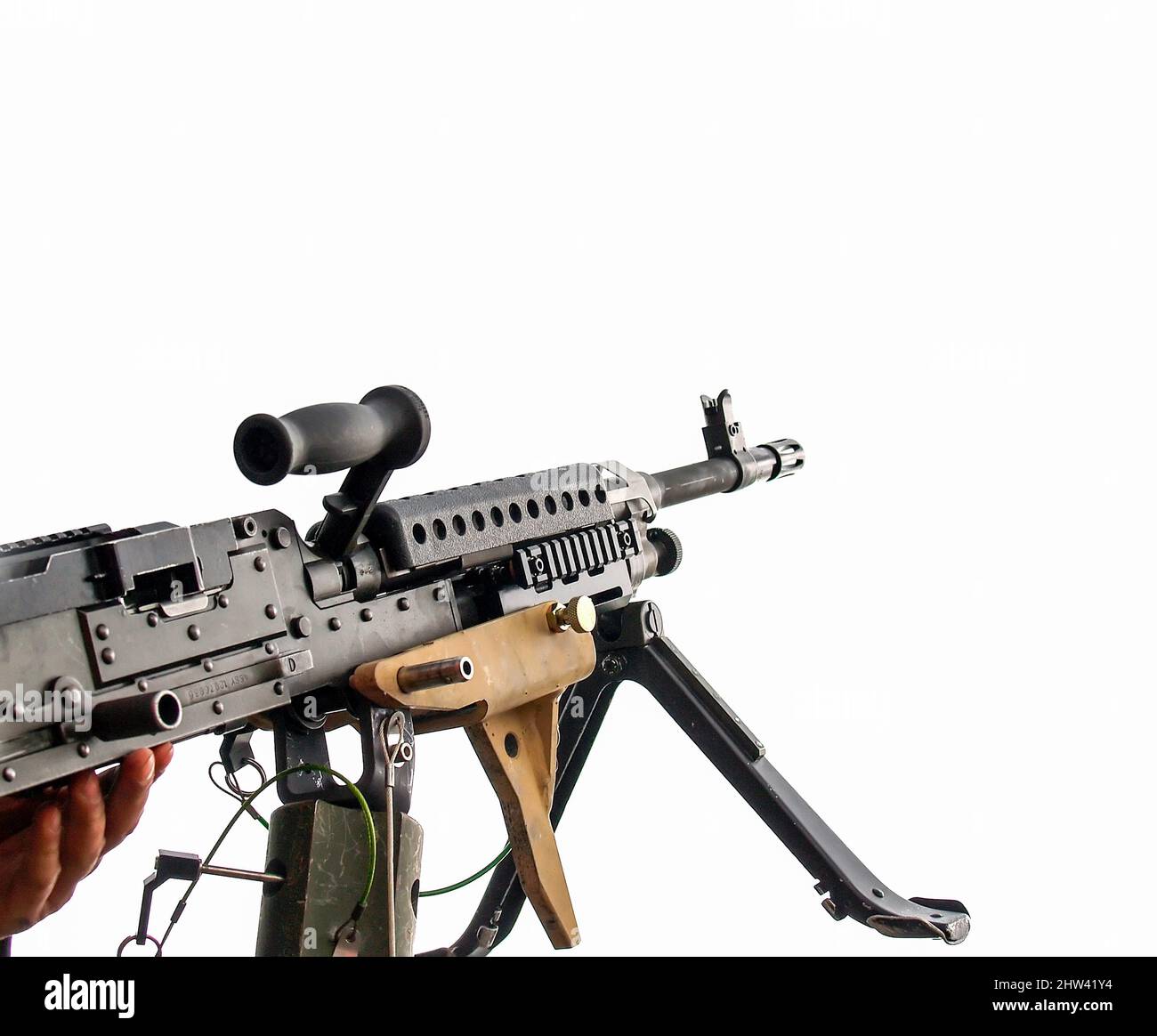 M249 mitrailleuse légère (LMG), également connue sous le nom d'arme automatique Squad M249 (SAW) démontrée par un cadet à l'Académie militaire de West point des États-Unis Banque D'Images