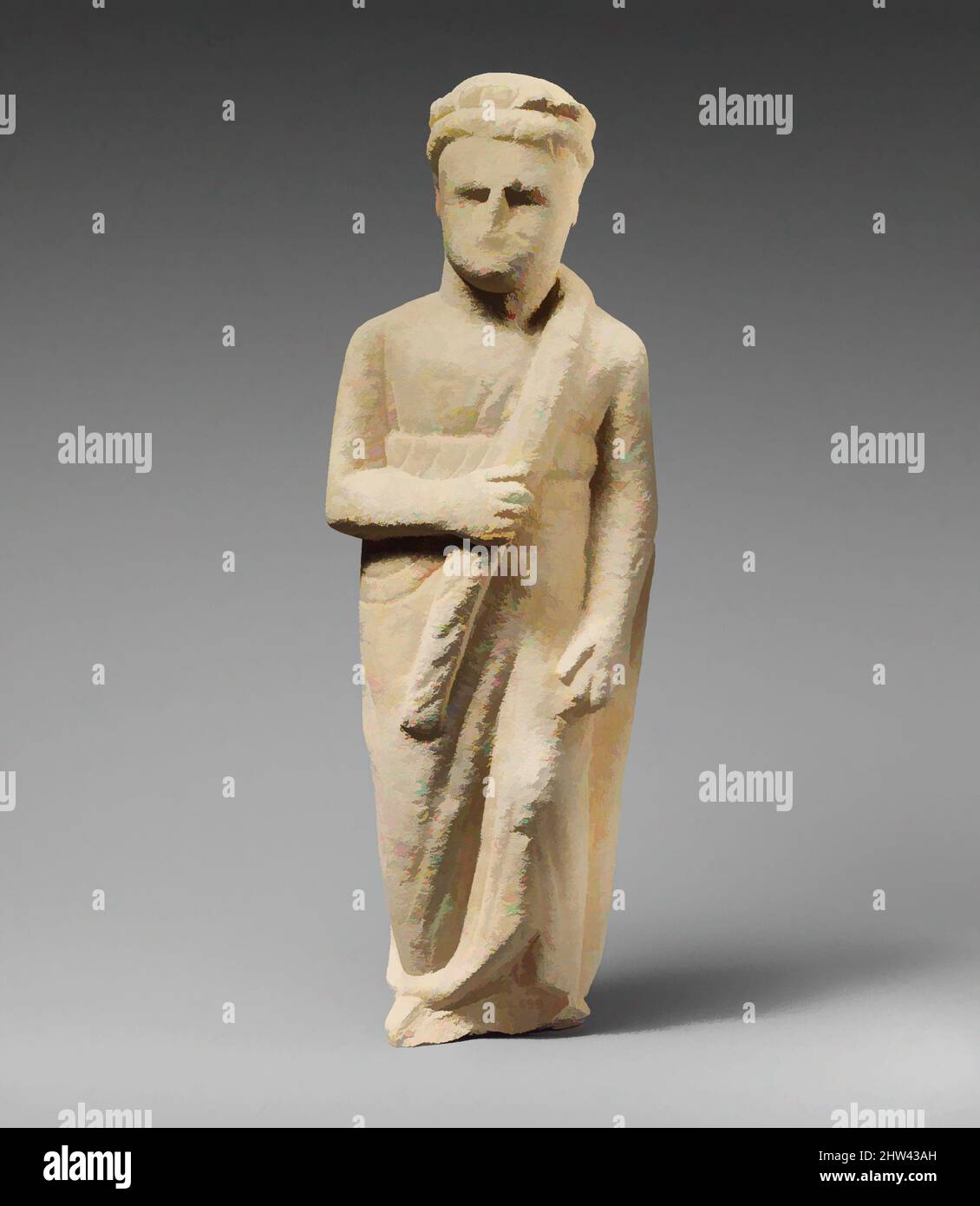 Art inspiré par la statuette Limestone d'un garçon, hellénistique précoce, fin du 4th siècle–3rd siècle av. J.-C., chypriote, calcaire, total : 14 3/4 x 4 7/8 x 3 po. (37,5 x 12,4 x 7,6 cm), Sculpture en pierre, Homme debout, offre de maintien, oeuvres classiques modernisées par Artotop avec une touche de modernité. Formes, couleur et valeur, impact visuel accrocheur sur l'art émotions par la liberté d'œuvres d'art d'une manière contemporaine. Un message intemporel qui cherche une nouvelle direction créative. Artistes qui se tournent vers le support numérique et créent le NFT Artotop Banque D'Images