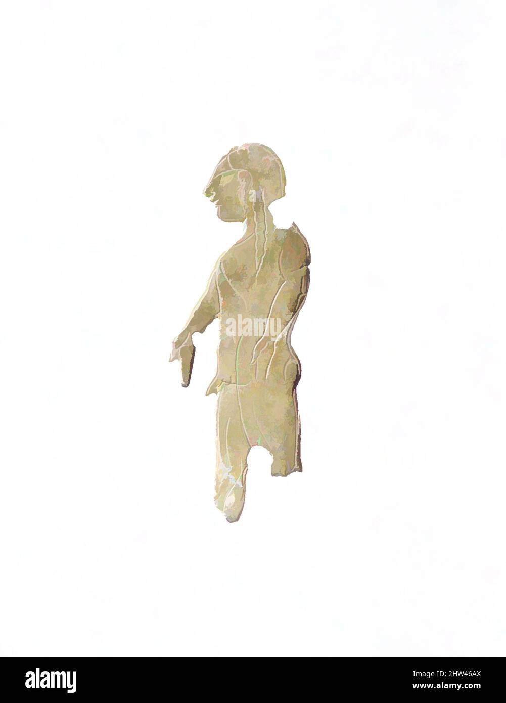Art inspiré par la plaque de bronze d'un homme, archaïque, 2nd moitié du siècle 6th–5th av. J.-C., étrusque, Bronze, H. 2 5/8' (6,7 cm), bronzes, face à gauche, oeuvres classiques modernisées par Artotop avec une touche de modernité. Formes, couleur et valeur, impact visuel accrocheur sur l'art émotions par la liberté d'œuvres d'art d'une manière contemporaine. Un message intemporel qui cherche une nouvelle direction créative. Artistes qui se tournent vers le support numérique et créent le NFT Artotop Banque D'Images