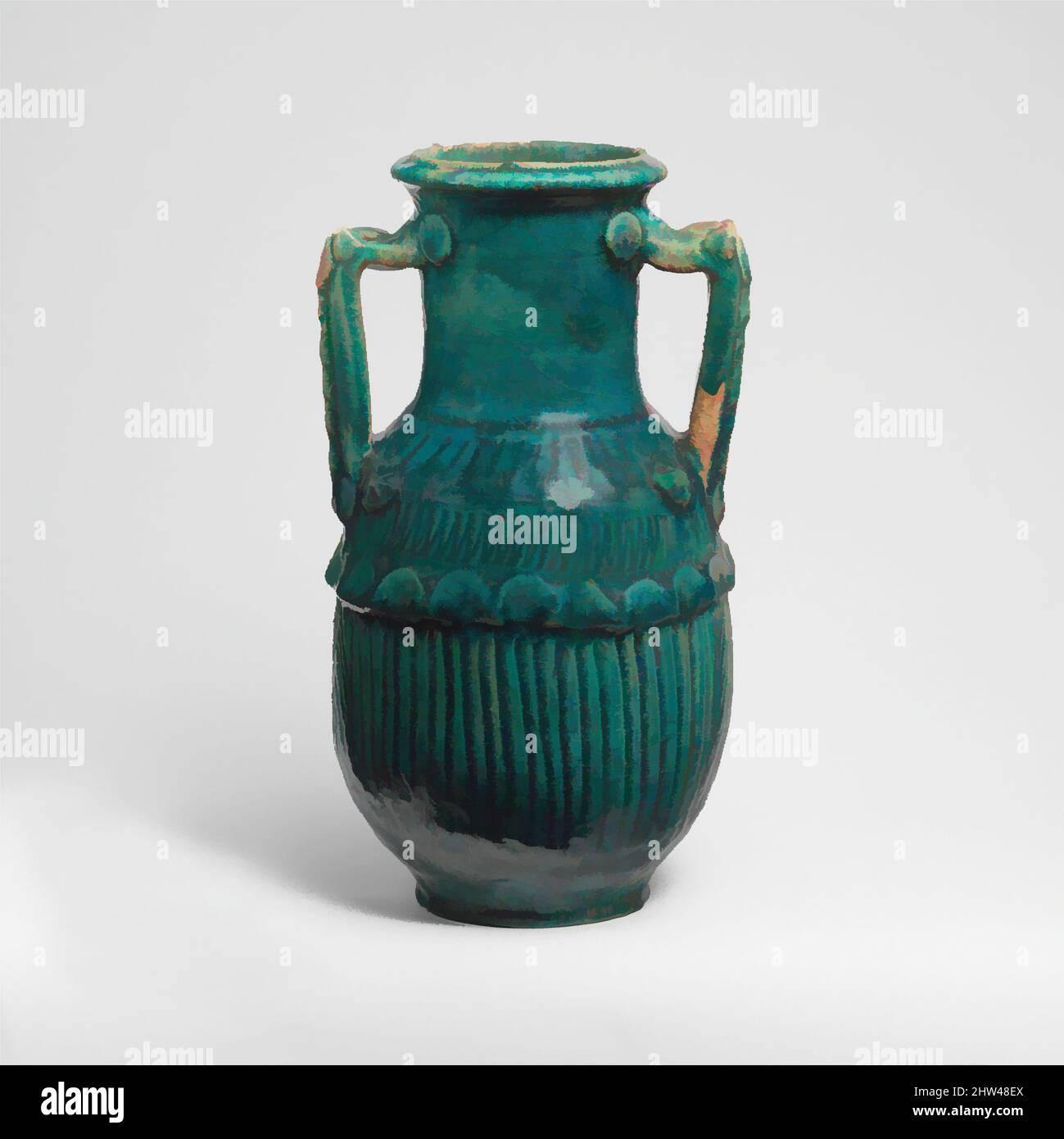 Art inspiré par les amphores en terre cuite (bocal à deux manche), env. A.D. 100–225, romain, syrien, terre cuite ; vaisselle à glaçure alcaline, 10 1/16in. (25,6cm), vases, probablement fabriqués à Dura-Europos, oeuvres classiques modernisées par Artotop avec un peu de modernité. Formes, couleur et valeur, impact visuel accrocheur sur l'art émotions par la liberté d'œuvres d'art d'une manière contemporaine. Un message intemporel qui cherche une nouvelle direction créative. Artistes qui se tournent vers le support numérique et créent le NFT Artotop Banque D'Images