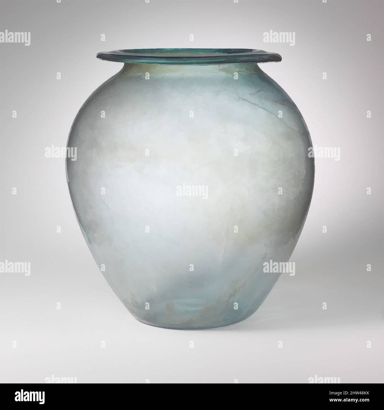 Art inspiré par le verre cinerary urne (olla), début à mi-Impérial, mi-1st–2nd siècle A.D., romain, verre; soufflé, H. : 9 1/2 po (24,1 cm), verre, bleu translucide vert., large, rebord tubulaire, Repliés, couchés et repliés, formant une surface supérieure inégale, un corps ovoïde haut, un fond concave peu profond, les œuvres classiques modernisées par Artotop avec une touche de modernité. Formes, couleur et valeur, impact visuel accrocheur sur l'art émotions par la liberté d'œuvres d'art d'une manière contemporaine. Un message intemporel qui cherche une nouvelle direction créative. Artistes qui se tournent vers le support numérique et créent le NFT Artotop Banque D'Images