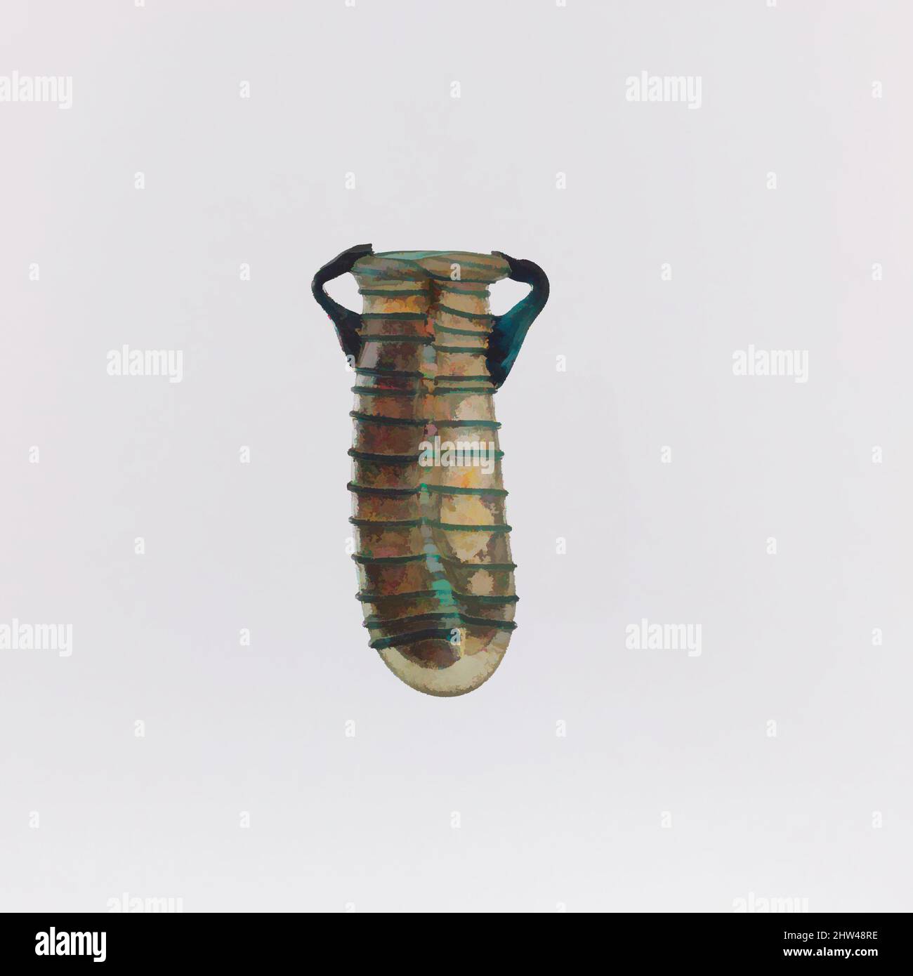 Art inspiré par la double fiole à cosmétiques en verre (tube de kohl), fin de l'Impériale, 4th Century A.D., romain, syrien, Verre ; soufflé, à outils et traîné, H. : 3 7/16 po (8,7 cm), verre, incolore avec une teinte verdâtre; poignées et sentier en bleu turquoise translucide avec des stries de rouge opaque., épais, œuvres classiques modernisées par Artotop avec une touche de modernité. Formes, couleur et valeur, impact visuel accrocheur sur l'art émotions par la liberté d'œuvres d'art d'une manière contemporaine. Un message intemporel qui cherche une nouvelle direction créative. Artistes qui se tournent vers le support numérique et créent le NFT Artotop Banque D'Images
