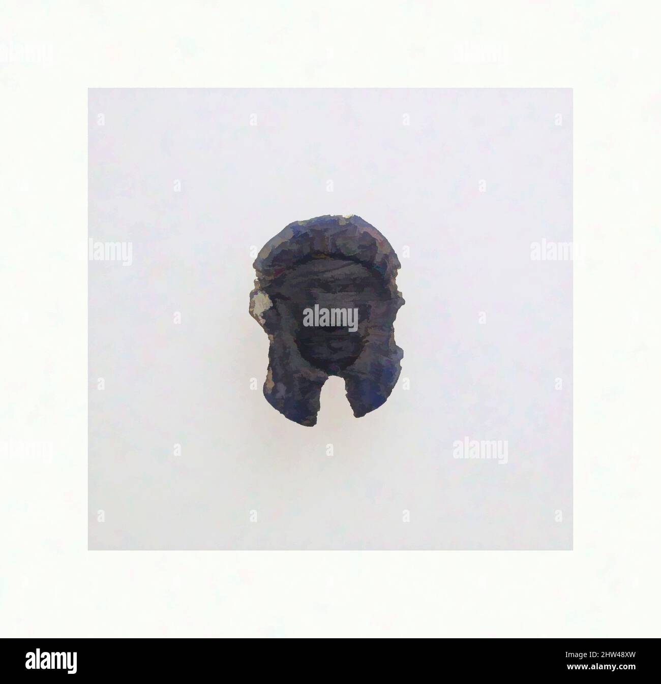 Art inspiré de la suspension à double tête en verre, ancienne hellénistique, fin du 4th–3rd siècle avant J.-C., Punique, verre ; moulé dans un moule en deux parties, autre : 7/8 x 5/8 x 5/16 po. (2,2 x 1,7 x 0,9 cm), verre, bleu cobalt translucide, disque ovale, avec bride plate au fond. Coutures verticales moulées visibles à, œuvres classiques modernisées par Artotop avec une touche de modernité. Formes, couleur et valeur, impact visuel accrocheur sur l'art émotions par la liberté d'œuvres d'art d'une manière contemporaine. Un message intemporel qui cherche une nouvelle direction créative. Artistes qui se tournent vers le support numérique et créent le NFT Artotop Banque D'Images