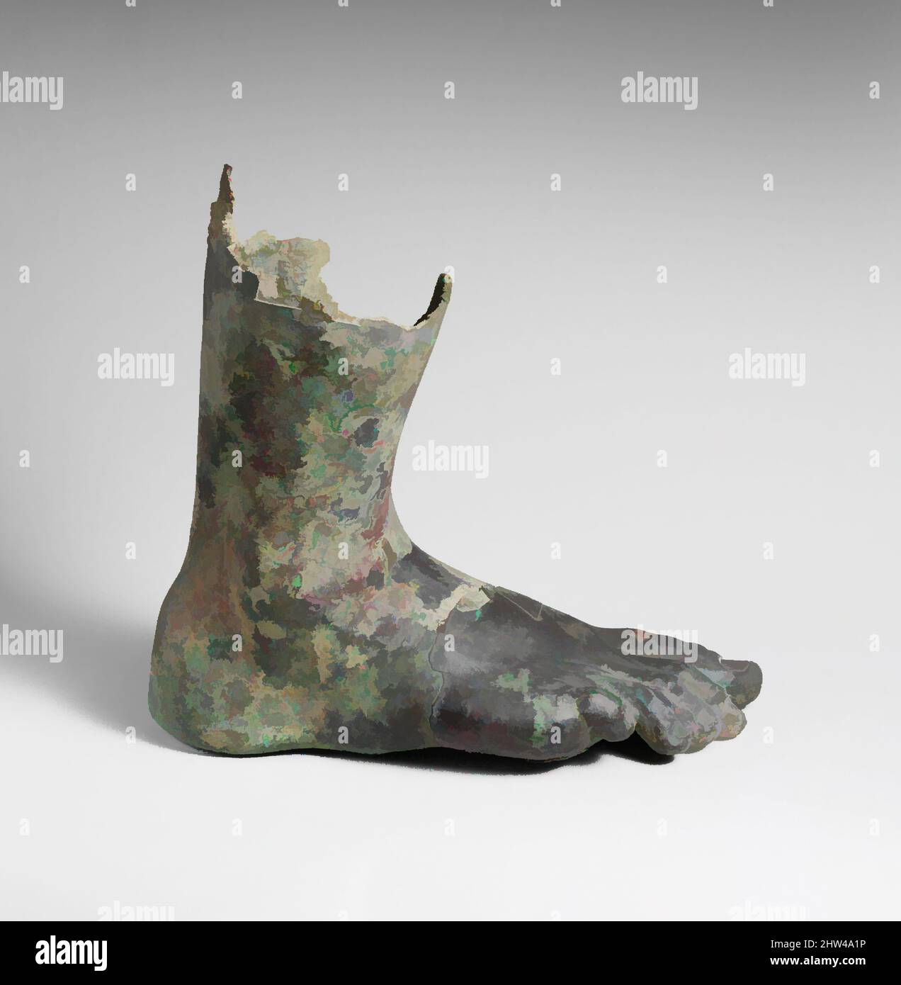 Art inspiré par Bronze pied droit et bas de la jambe d'une statue colossale, impérial, 1st ou 2nd siècle A.D., romain, Bronze, H.: 13 po. (33 cm), bronzes, pied droit et une partie de la jambe de la statue colossale, œuvres classiques modernisées par Artotop avec une touche de modernité. Formes, couleur et valeur, impact visuel accrocheur sur l'art émotions par la liberté d'œuvres d'art d'une manière contemporaine. Un message intemporel qui cherche une nouvelle direction créative. Artistes qui se tournent vers le support numérique et créent le NFT Artotop Banque D'Images