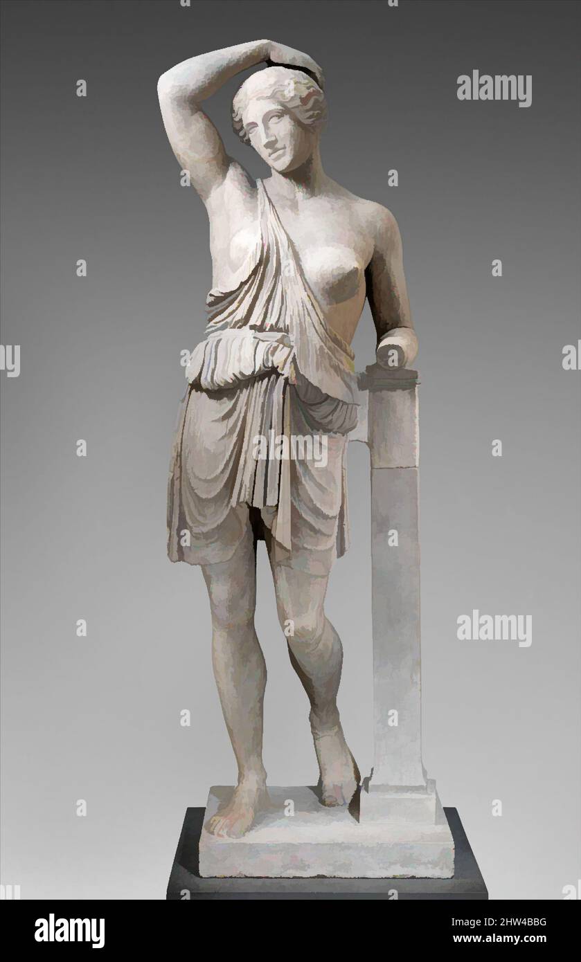 Art inspiré par la statue en marbre d'une Amazonie blessée, impériale, 1st–2nd siècle A.D., romaine, marbre, H. 203,84 cm (80 1/4 po), sculpture en pierre, pattes inférieures et pieds ont été restaurés avec des pièces tirées de copies à Berlin et Copenhague. La plupart du bras droit, la partie inférieure du pilier, et, les œuvres classiques modernisées par Artotop avec une touche de modernité. Formes, couleur et valeur, impact visuel accrocheur sur l'art émotions par la liberté d'œuvres d'art d'une manière contemporaine. Un message intemporel qui cherche une nouvelle direction créative. Artistes qui se tournent vers le support numérique et créent le NFT Artotop Banque D'Images