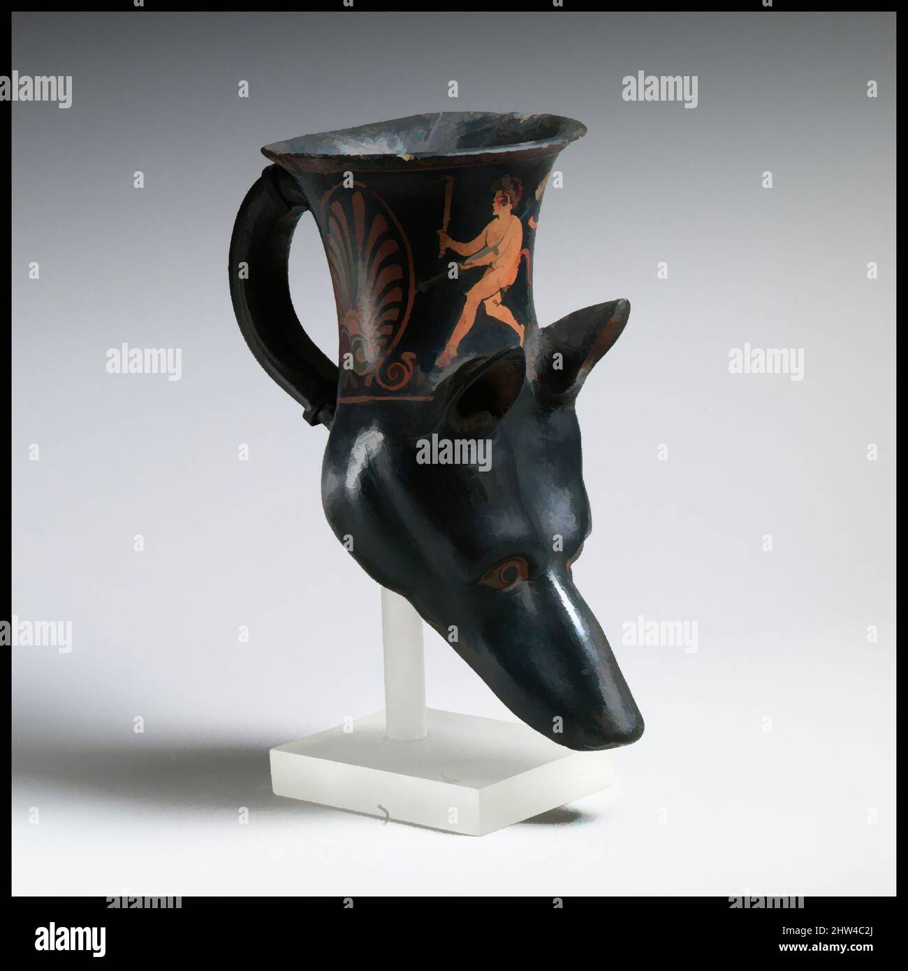 Un rhyton Luristan vers 1500 BC. Bronze avec patine rouge-vert. Klaxon
