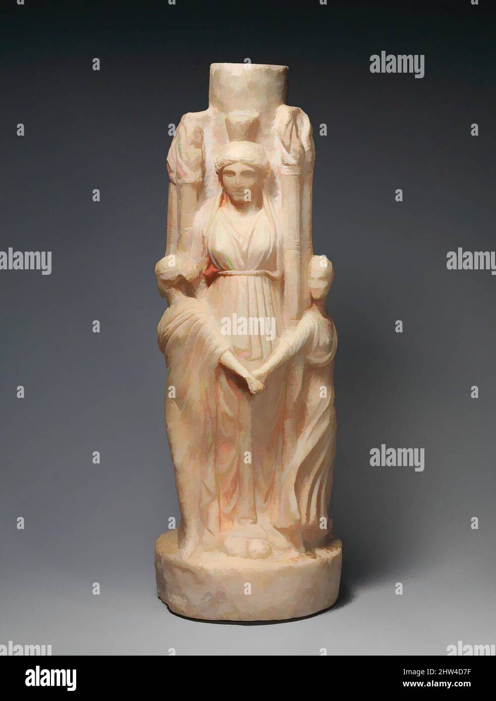 Art inspiré par la statuette de marbre de Hekate à triple corps et les trois Grâces, hellénistique tardif, 1st–2nd siècle A.D., romain, marbre, H. 12 po (30,5 cm), Sculpture de pierre, Hekate a présidé à des chemins et à des carrefours, surtout la nuit. Elle était la déesse de la lune et de, les œuvres classiques modernisées par Artotop avec un peu de modernité. Formes, couleur et valeur, impact visuel accrocheur sur l'art émotions par la liberté d'œuvres d'art d'une manière contemporaine. Un message intemporel qui cherche une nouvelle direction créative. Artistes qui se tournent vers le support numérique et créent le NFT Artotop Banque D'Images