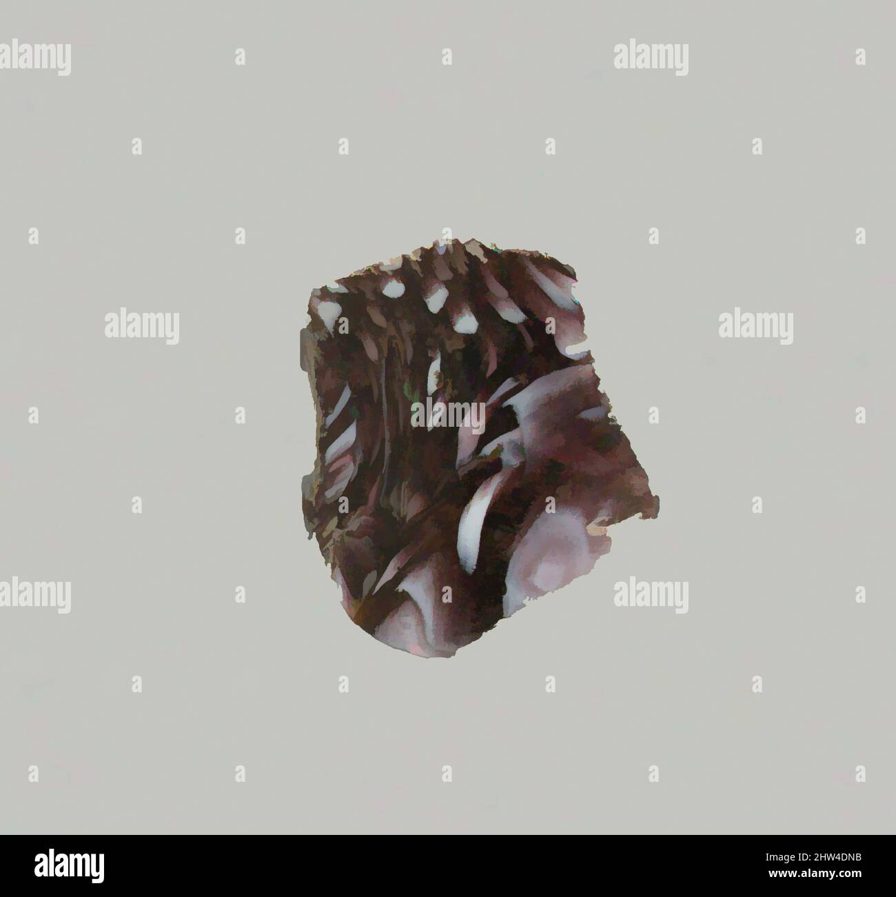 Art inspiré par la mosaïque de verre fragment de bol, début impérial, fin du 1st siècle C.-B.–début du 1st siècle A.D., romain, verre; moulé, autre: 1 3/16 x 1 3/8 po. (3 x 3,6 cm), verre, fragment de bordure, parois minces., violet translucide et blanc opaque., rebord vertical; côté convexe, tapissant, œuvres classiques modernisées par Artotop avec une touche de modernité. Formes, couleur et valeur, impact visuel accrocheur sur l'art émotions par la liberté d'œuvres d'art d'une manière contemporaine. Un message intemporel qui cherche une nouvelle direction créative. Artistes qui se tournent vers le support numérique et créent le NFT Artotop Banque D'Images