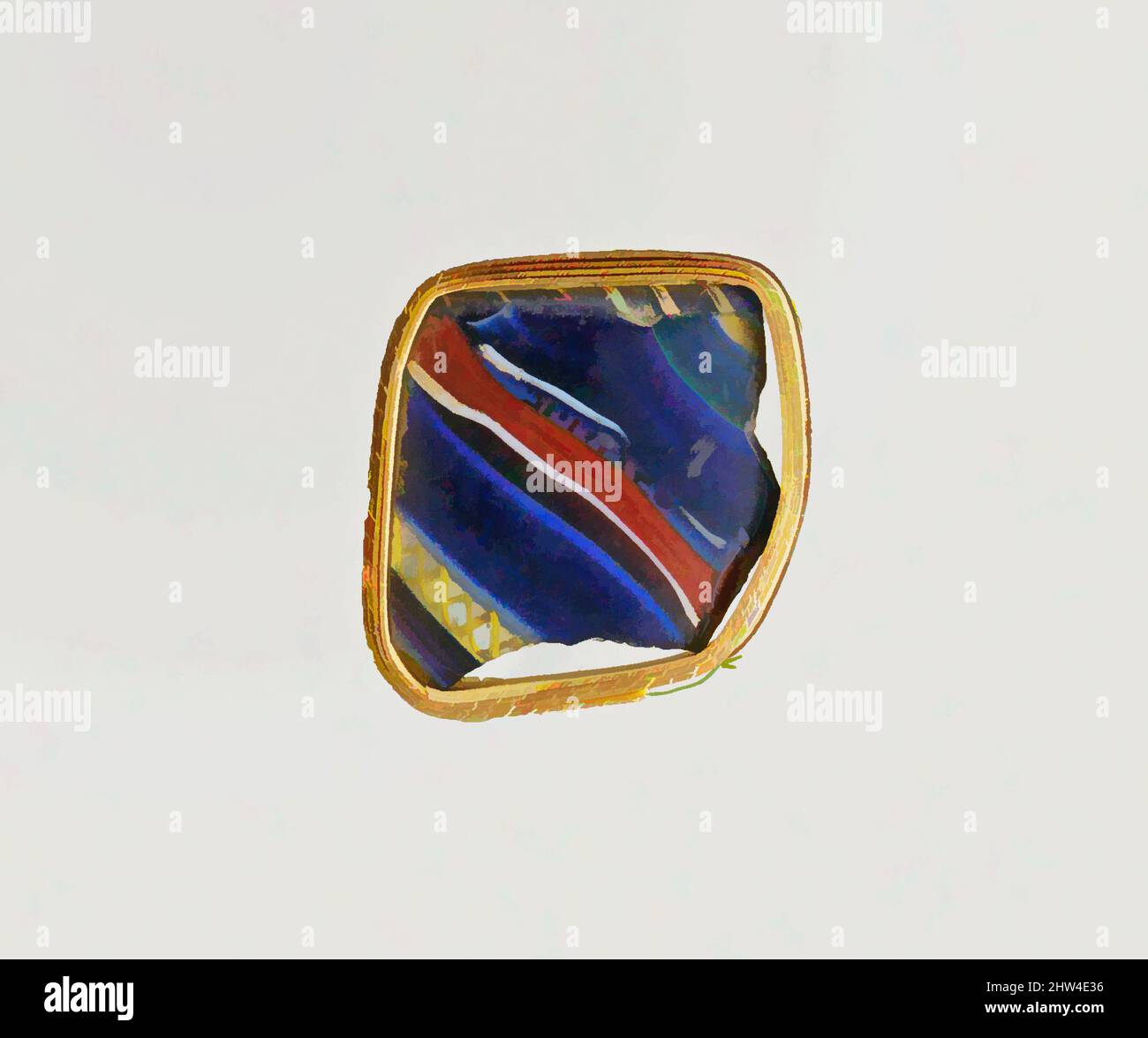 Art inspiré par le fragment de bol en mosaïque à rayures de verre, début impérial, fin du 1st siècle C.-B.–début du 1st siècle A.D., romain, verre; moulé, H. : 1 x 1 po. (2,6 x 2,5 cm), verre, fragment Rim., bleu cobalt translucide, violet apparaissant opaque rouge brique, superposé bleu clair et blanc apparaissant, œuvres classiques modernisées par Artotop avec une touche de modernité. Formes, couleur et valeur, impact visuel accrocheur sur l'art émotions par la liberté d'œuvres d'art d'une manière contemporaine. Un message intemporel qui cherche une nouvelle direction créative. Artistes qui se tournent vers le support numérique et créent le NFT Artotop Banque D'Images