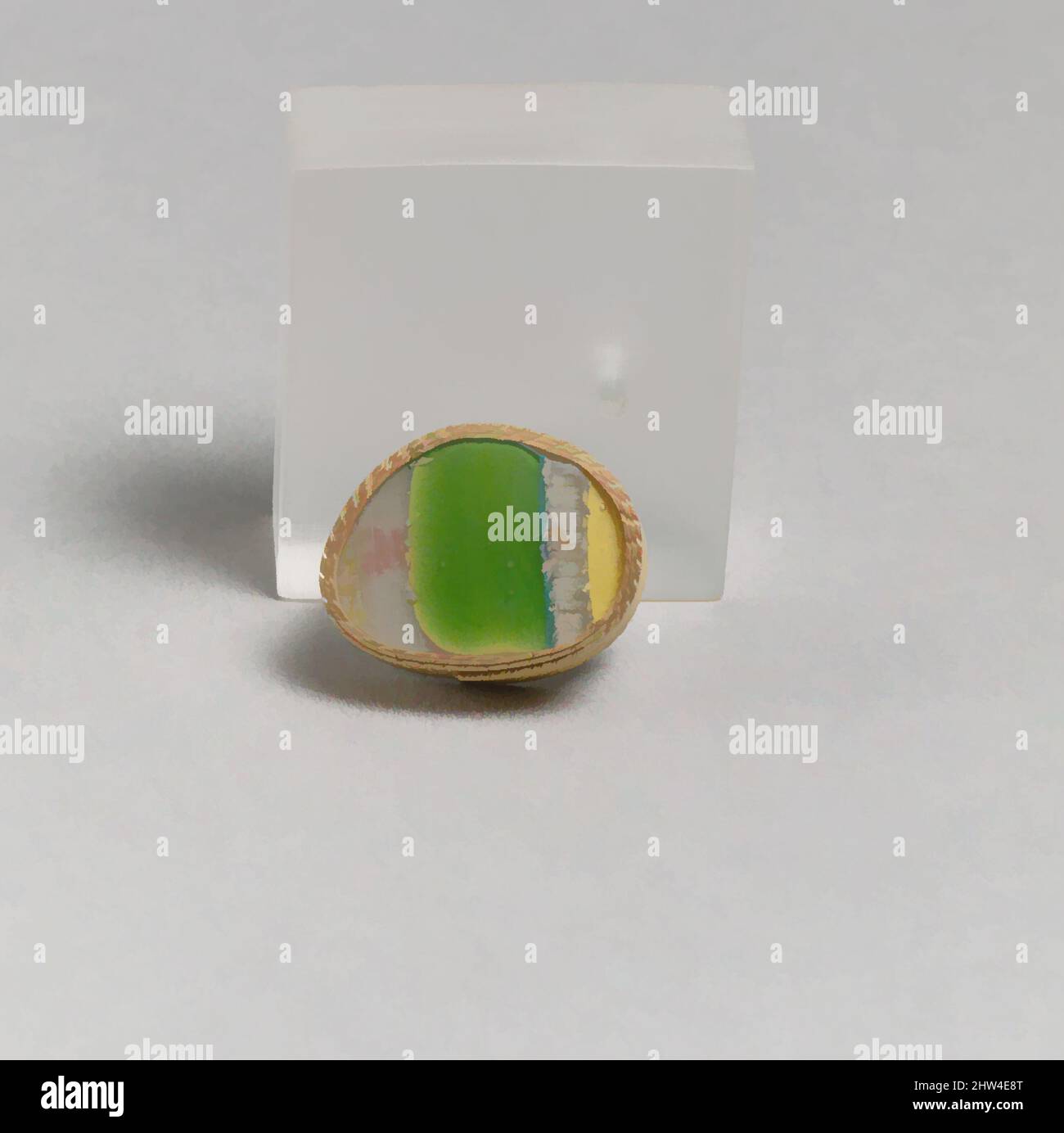 Art inspiré par le fragment de mosaïque à rayures de verre, début impérial, fin du 1st siècle C.-B.–début du 1st siècle A.D., romain, verre; moulé, autre : 5/8 x 13/16 po. (1,6 x 2,1 cm), verre, fragment de corps., bleu turquoise translucide et jaune opaque apparaissant vert, blanc opaque, jaune, et, œuvres classiques modernisées par Artotop avec une touche de modernité. Formes, couleur et valeur, impact visuel accrocheur sur l'art émotions par la liberté d'œuvres d'art d'une manière contemporaine. Un message intemporel qui cherche une nouvelle direction créative. Artistes qui se tournent vers le support numérique et créent le NFT Artotop Banque D'Images